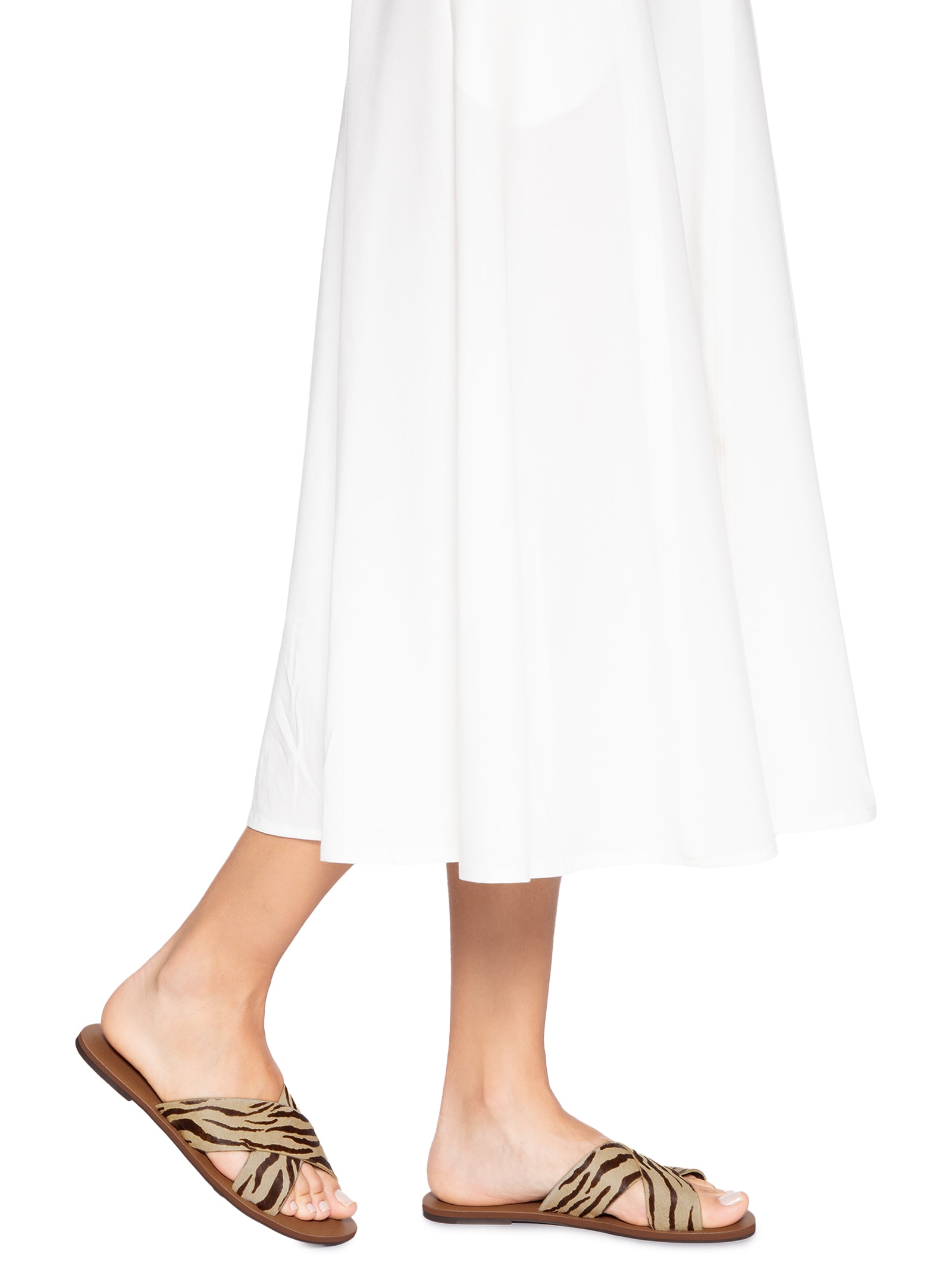 Sandália Rasteira Feminina Cruzadas Couro Animal Print Anacapri