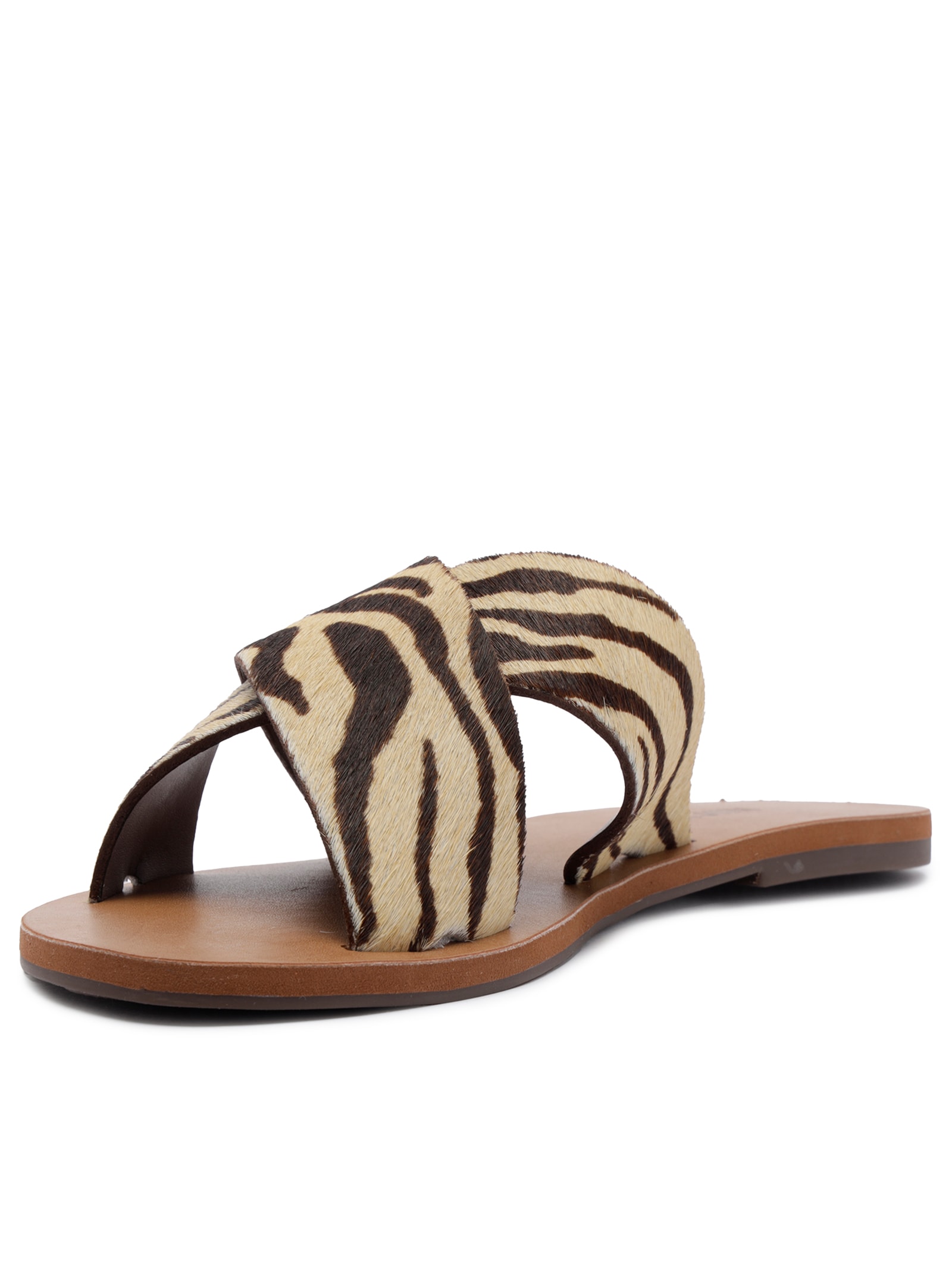 Sandália Rasteira Feminina Cruzadas Couro Animal Print Anacapri