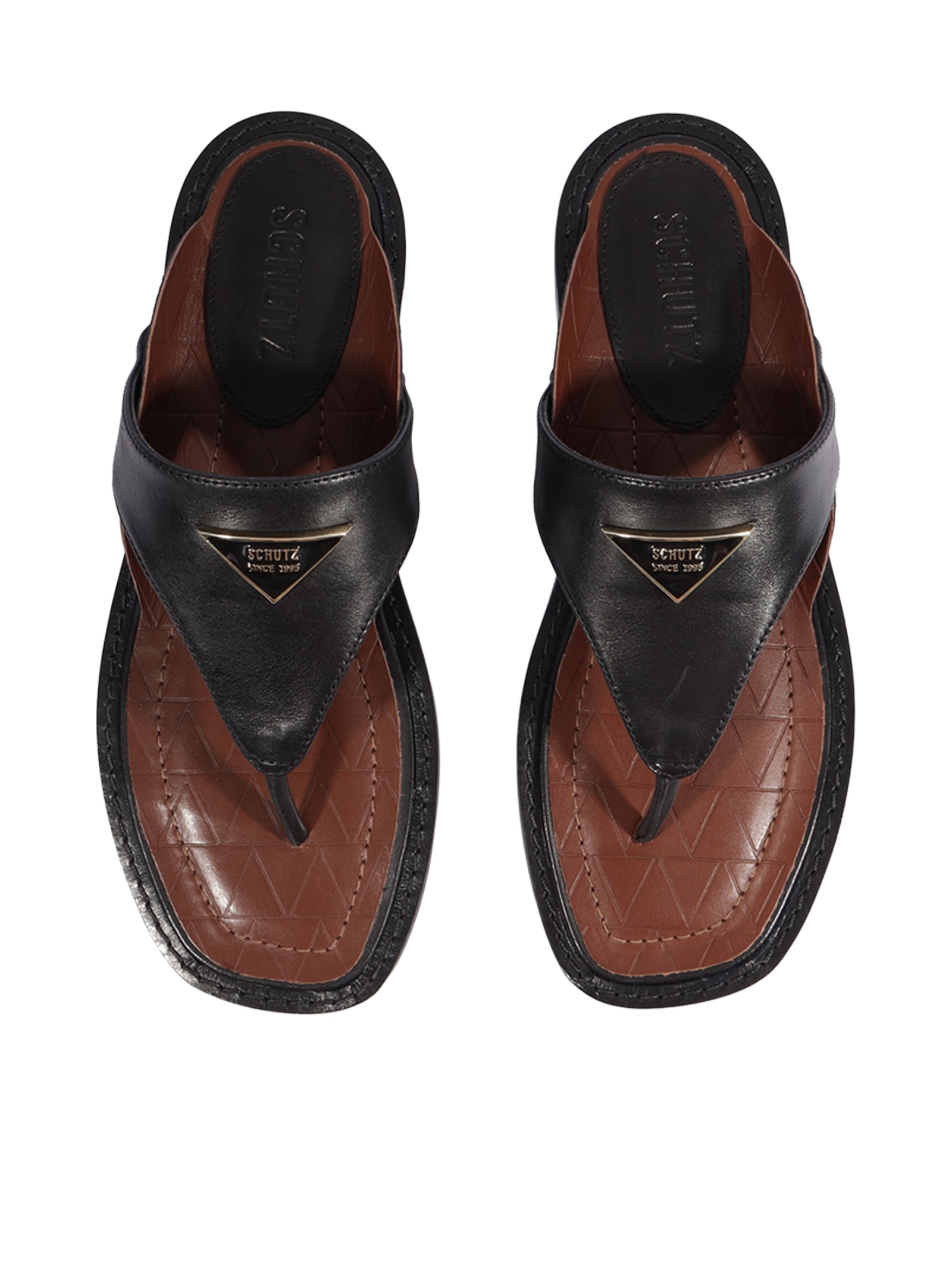 Sandália Rasteira Feminina Flat Shield Preto Schutz