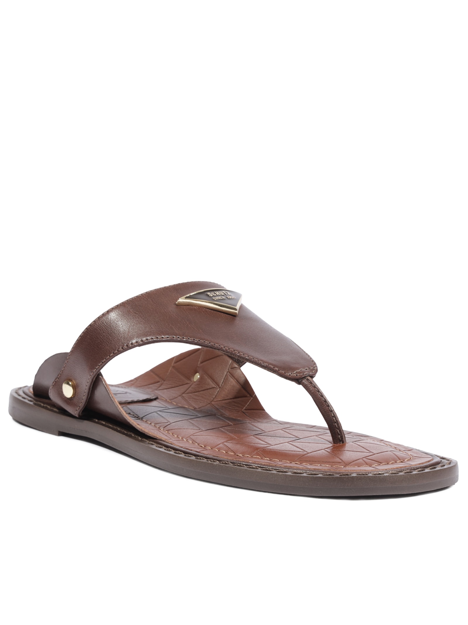 Sandália Rasteira Feminina Flat Shield – Marrom Schutz