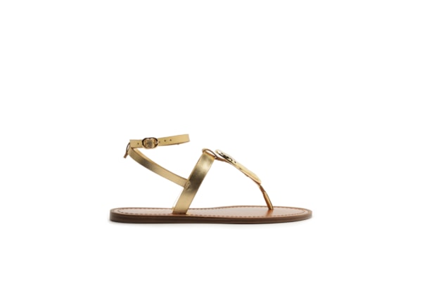 Sandália Rasteira Feminina Metalizada - Dourado
