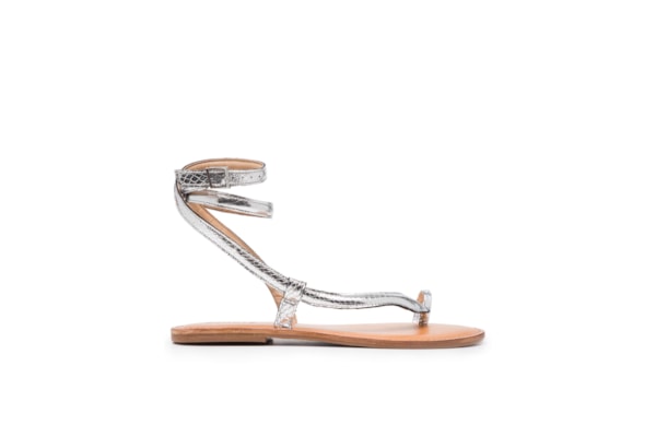 Sandália Rasteira Snake Platina - Prata 