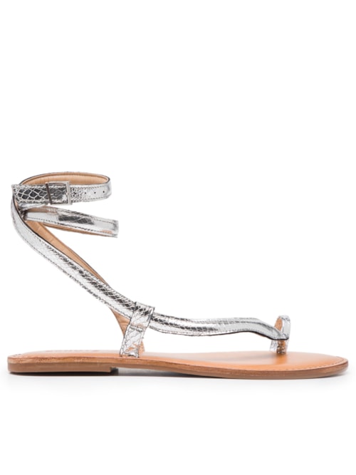 Sandália Rasteira Snake Platina - Prata