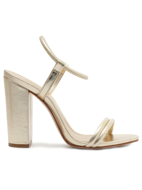 Sandália Salto Bloco Strings - Dourado