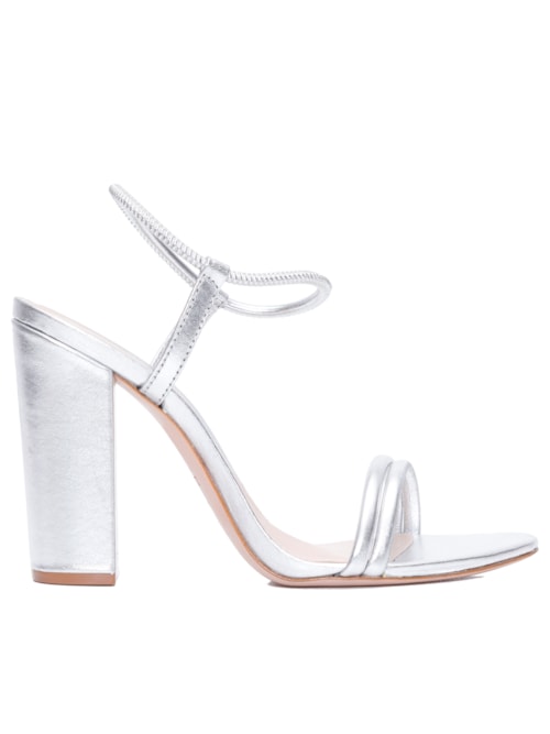 Sandália Salto Bloco Strings – Prata