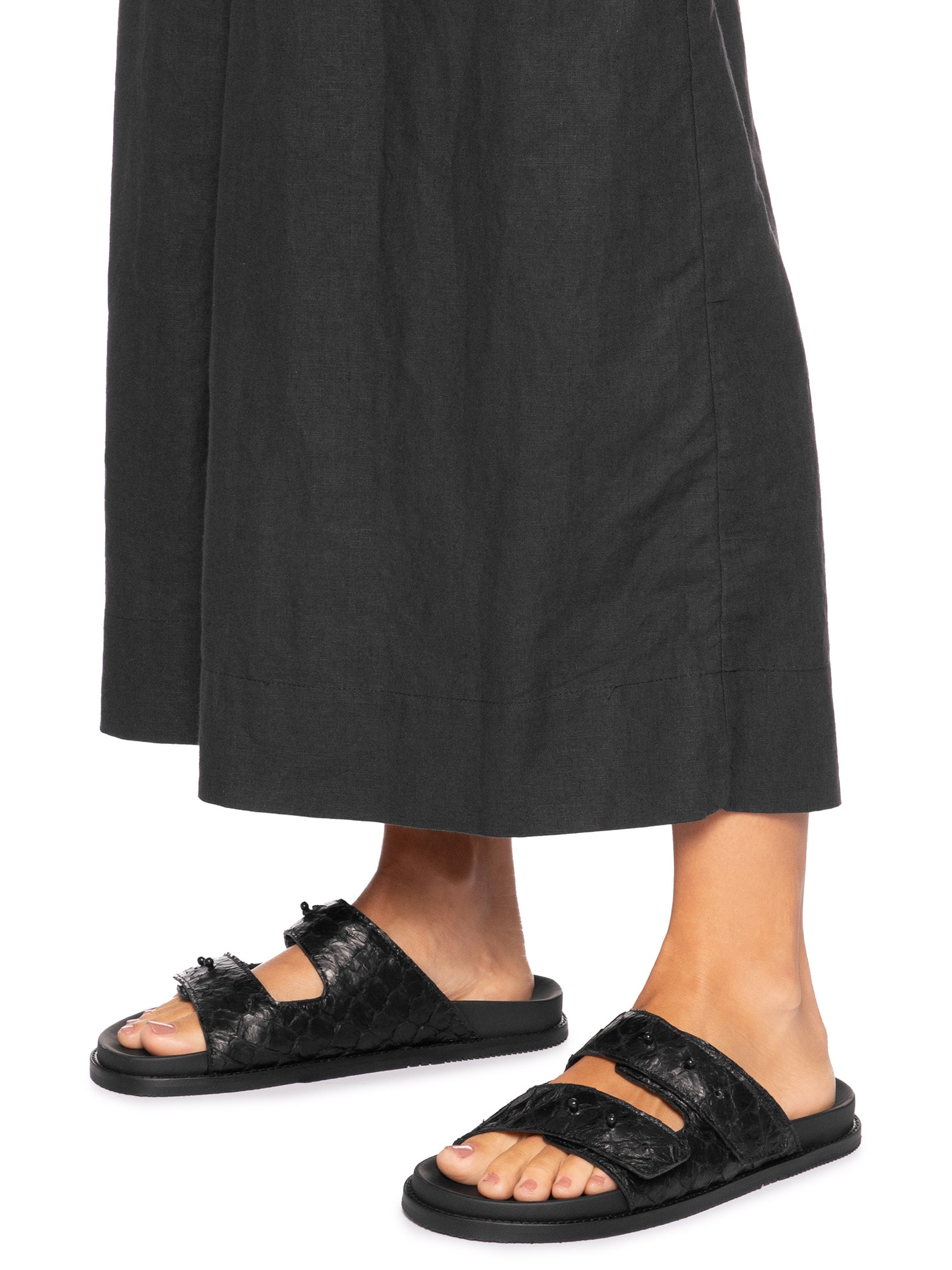 Sandália Slide Tiras Pirarucu Feminina Preto Osklen