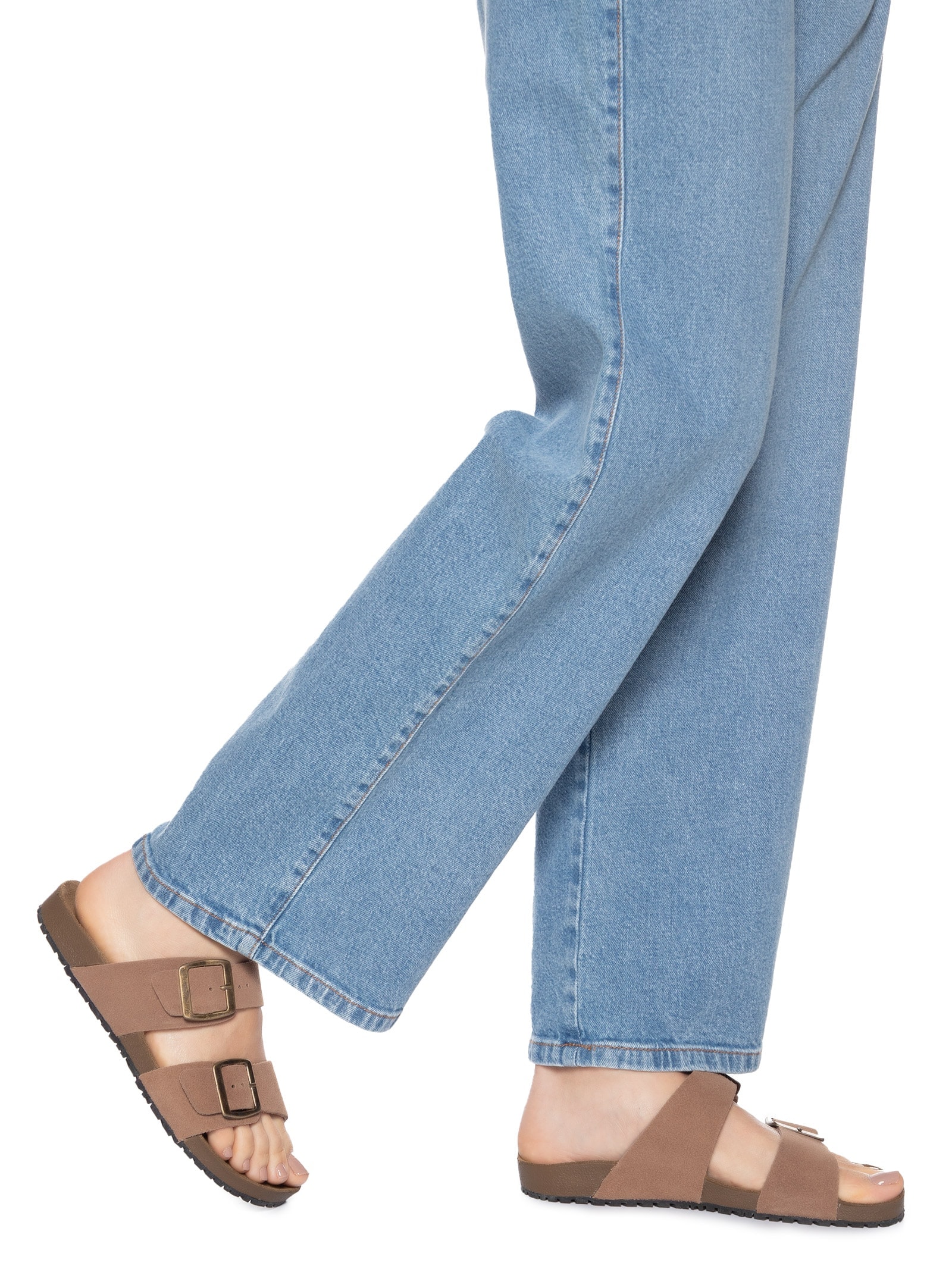 Sandália Unissex Básica Em Couro Bege Basiq