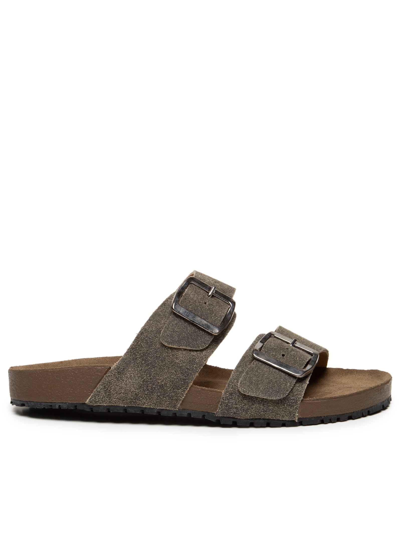 Sandália Unissex Básica Em Couro Cinza Basiq