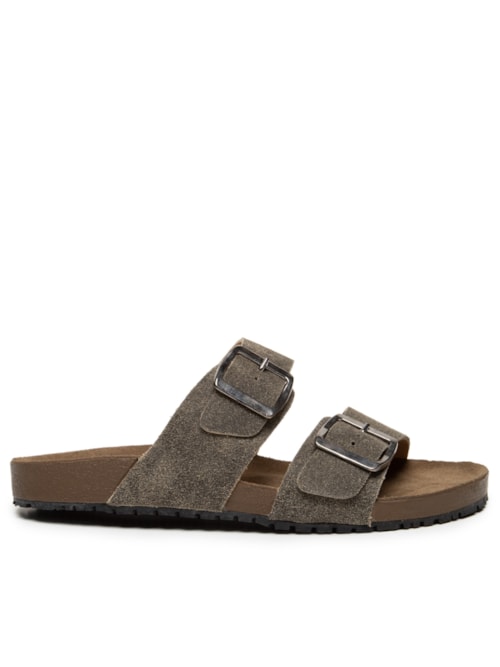 Sandália Unissex Básica Em Couro – Cinza