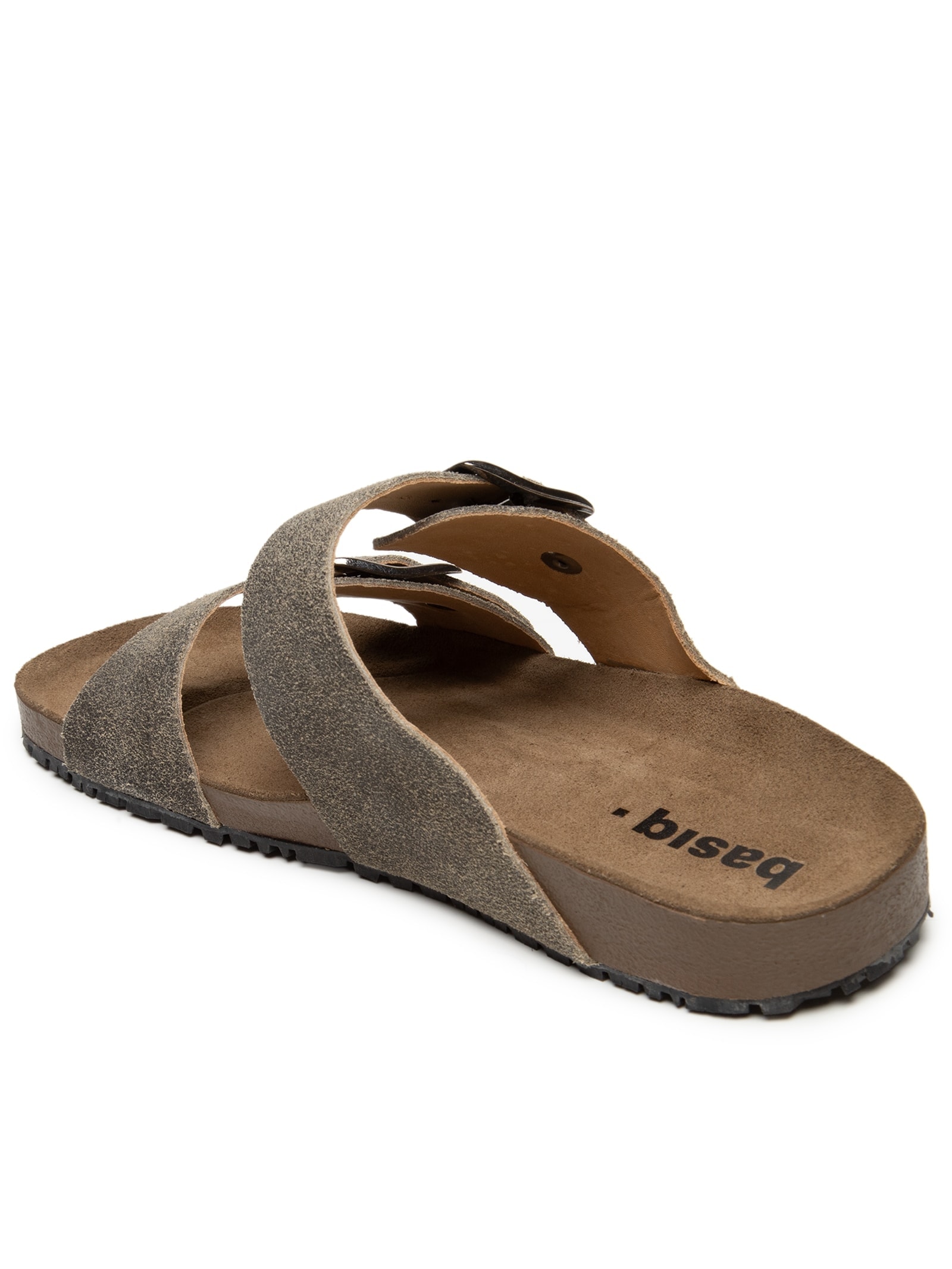 Sandália Unissex Básica Em Couro Cinza Basiq