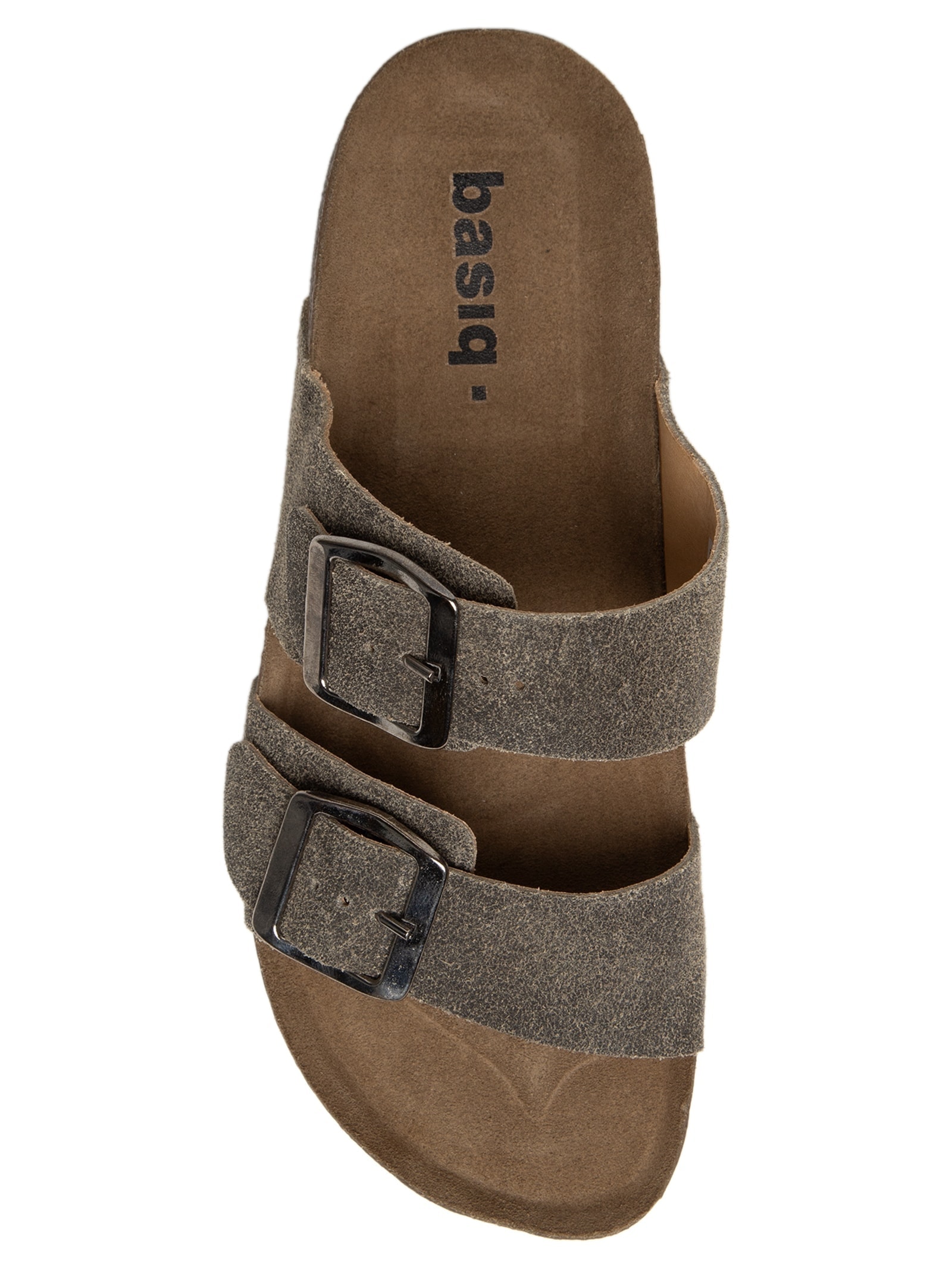 Sandália Unissex Básica Em Couro Cinza Basiq