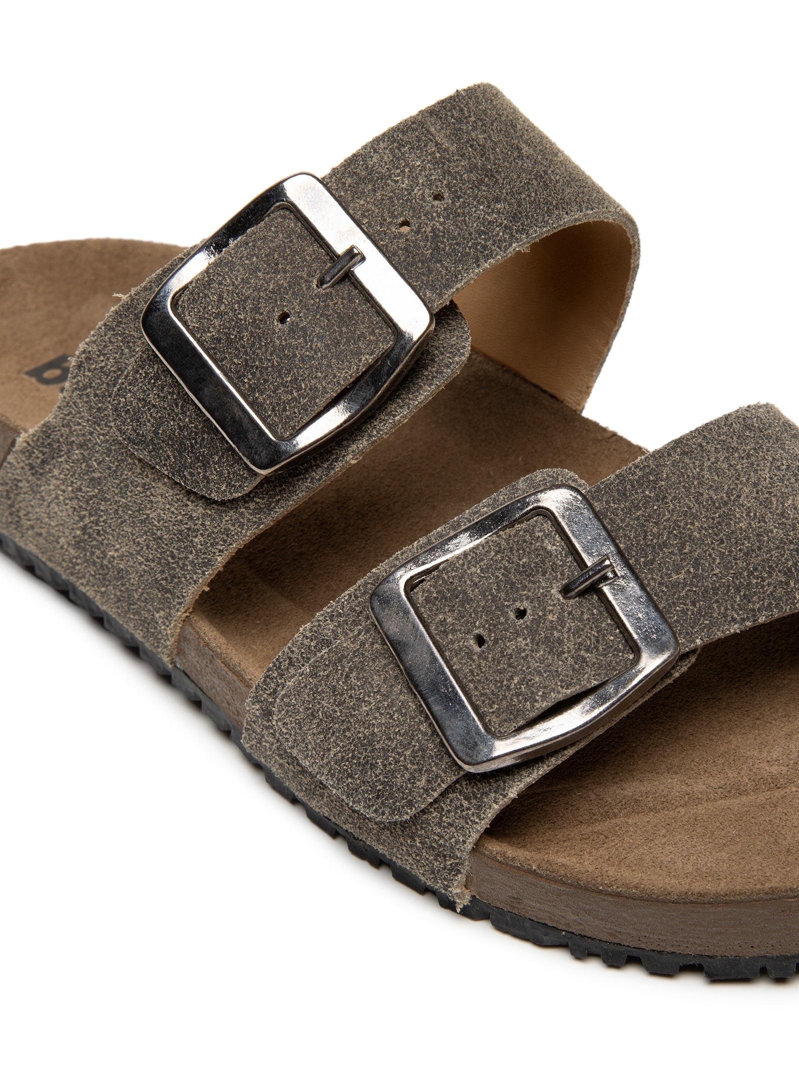 Sandália Unissex Básica Em Couro Cinza Basiq