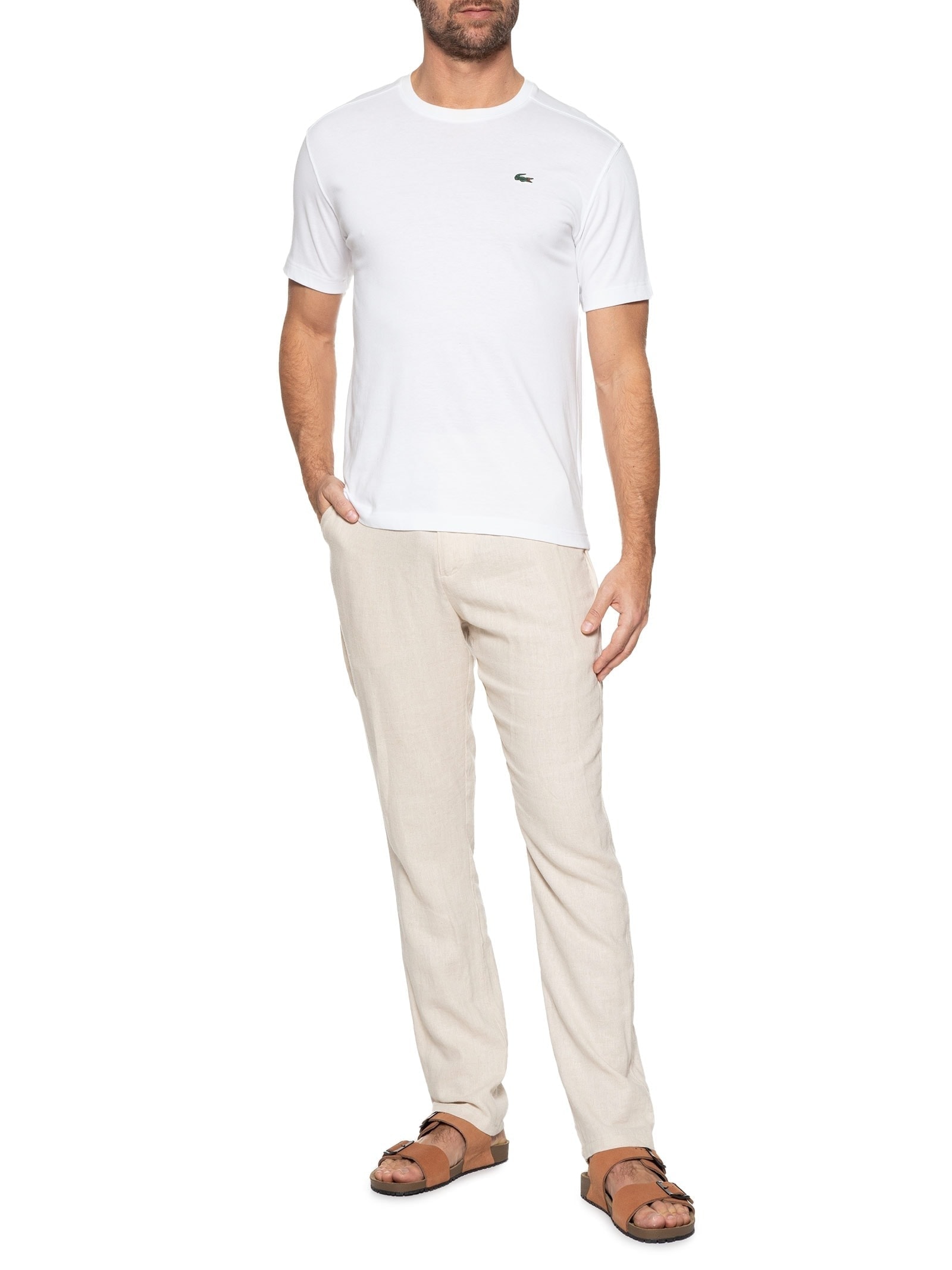 Sandália Unissex Básica Em Couro Marrom Basiq