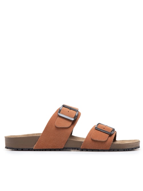 Sandália Unissex Básica Em Couro – Marrom