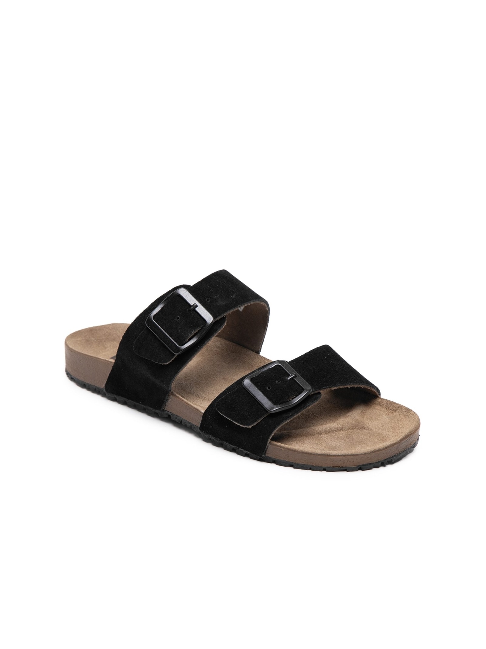 Sandália Unissex Básica Em Couro Preto Basiq