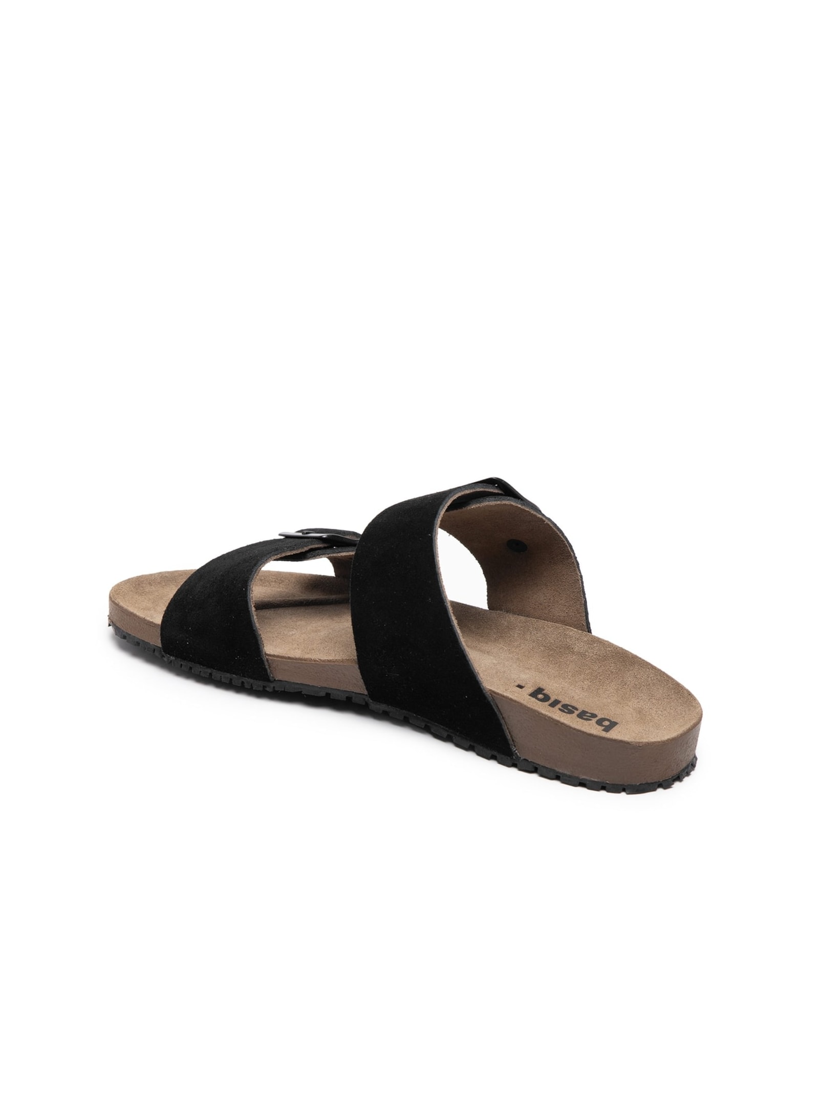 Sandália Unissex Básica Em Couro Preto Basiq