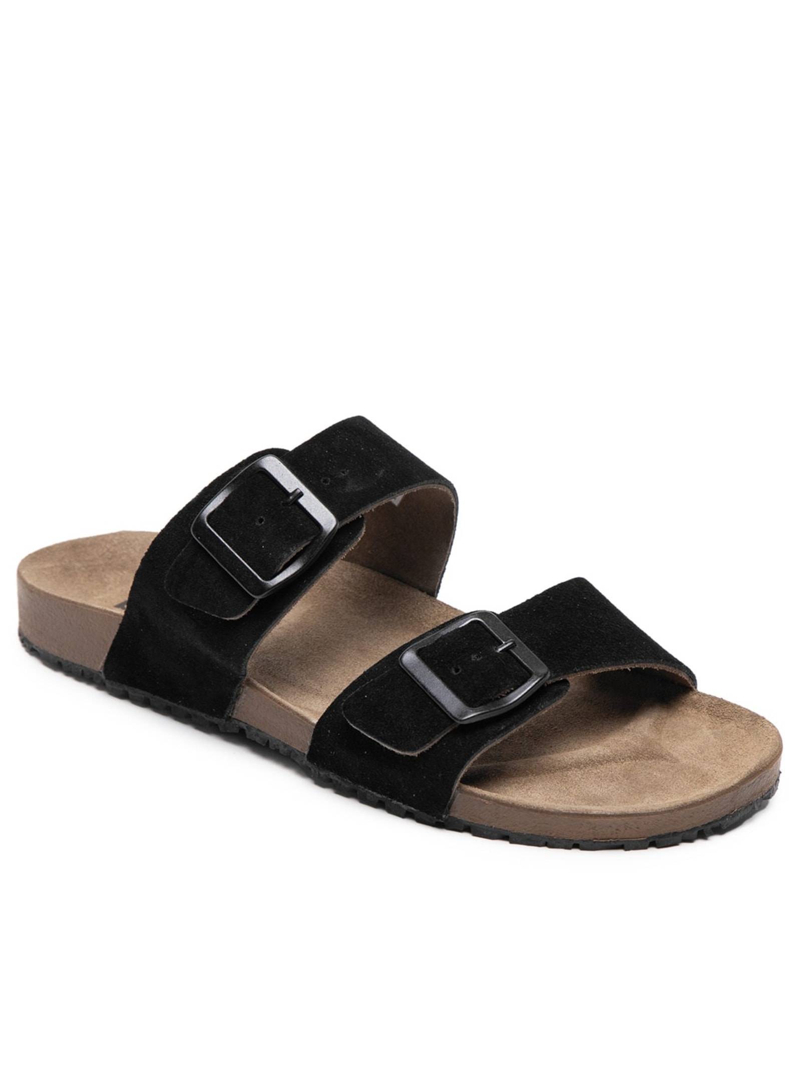 Sandália Unissex Básica Em Couro Preto Basiq