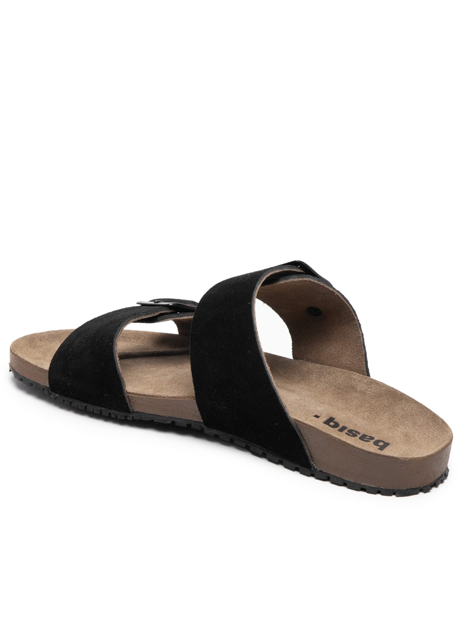 Sandália Unissex Básica Em Couro Preto Basiq