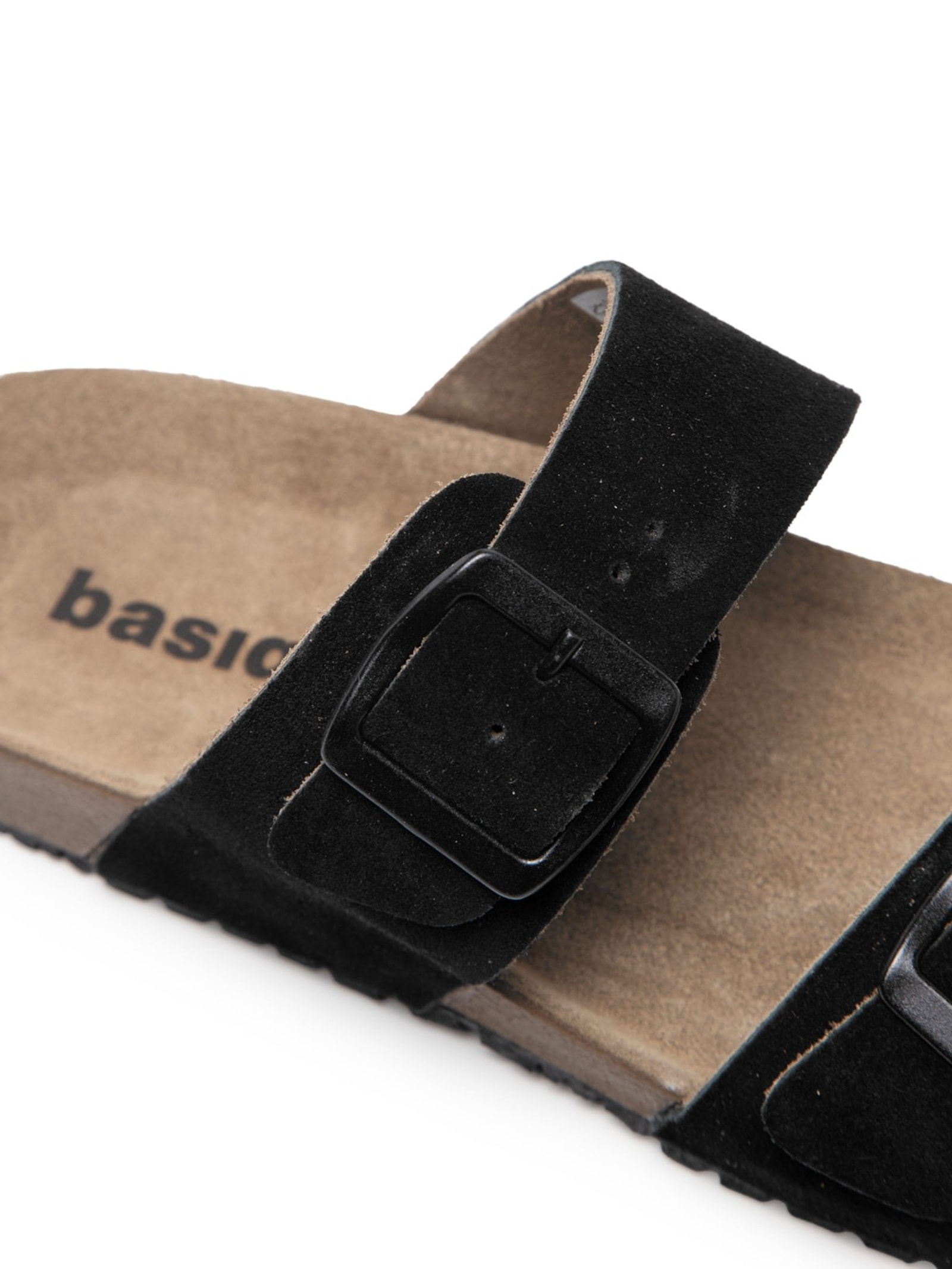 Sandália Unissex Básica Em Couro Preto Basiq