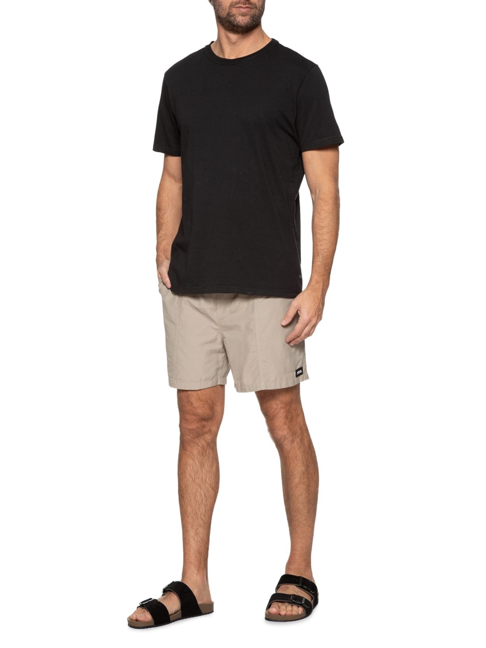 Sandália Unissex Básica Em Couro Preto Basiq