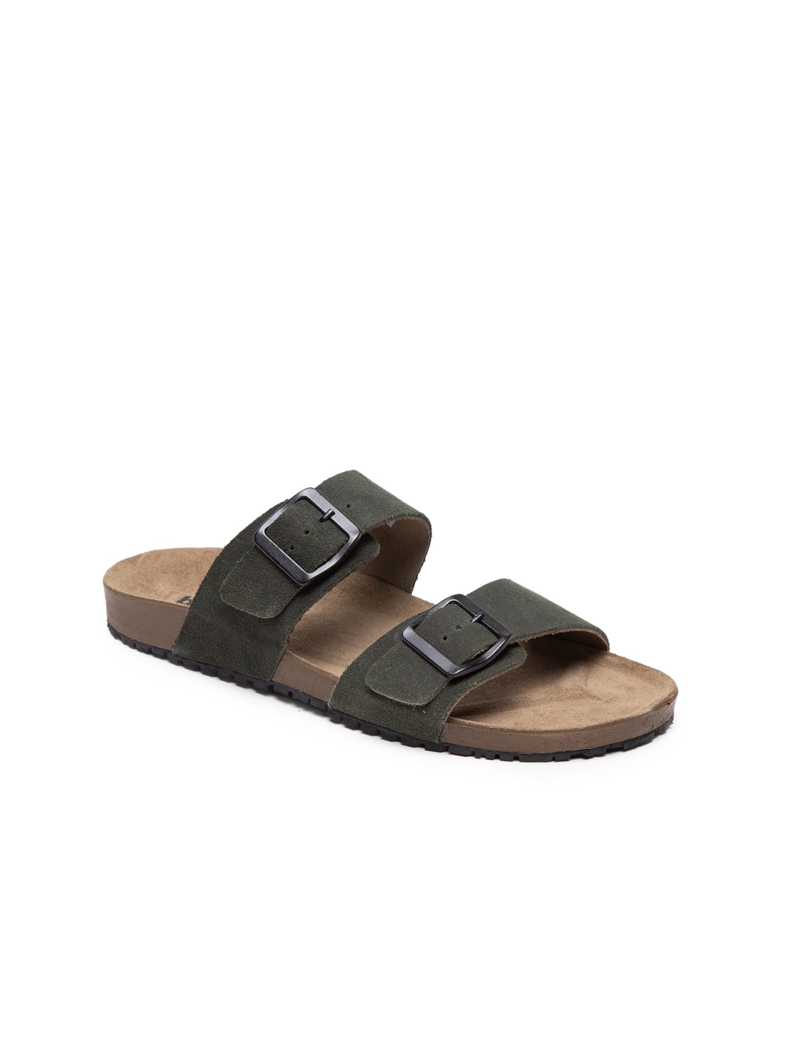 Sandália Unissex Básica Em Couro Verde Basiq