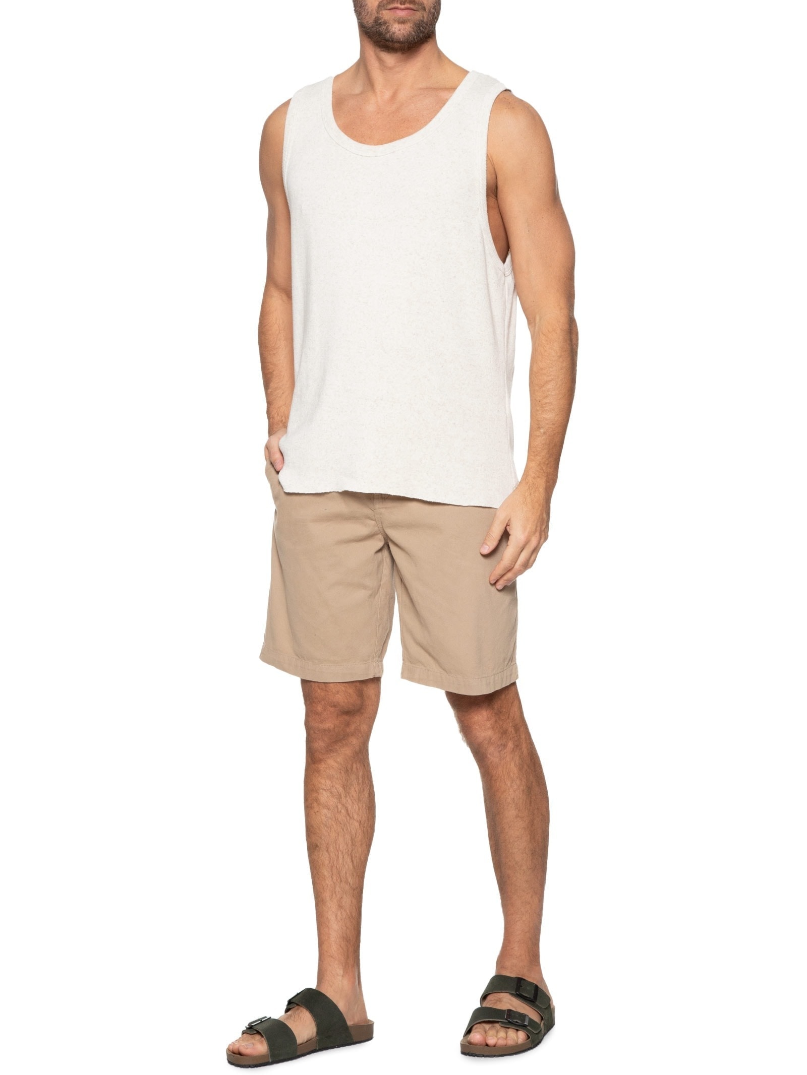 Sandália Unissex Básica Em Couro Verde Basiq