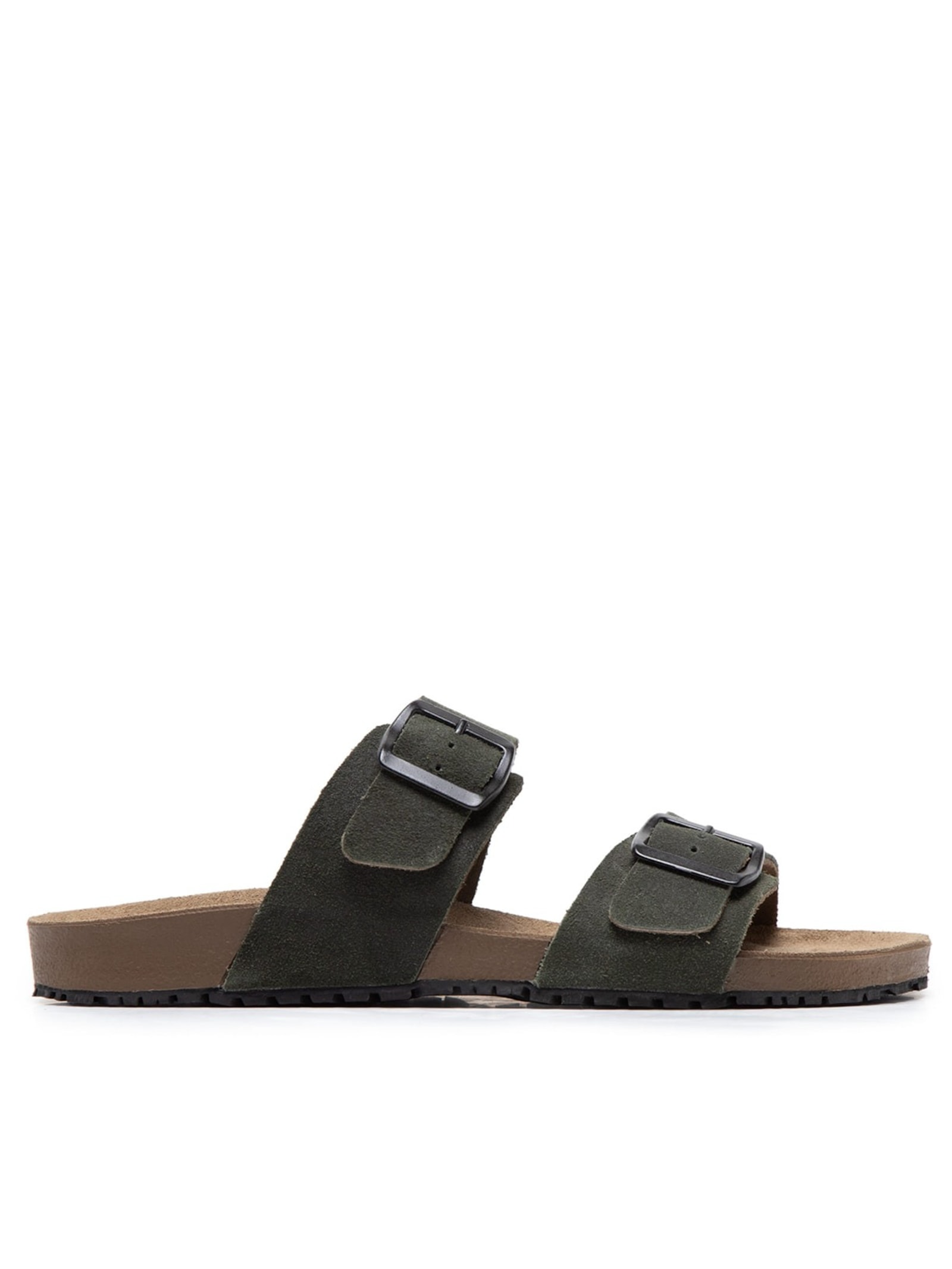 Sandália Unissex Básica Em Couro Verde Basiq