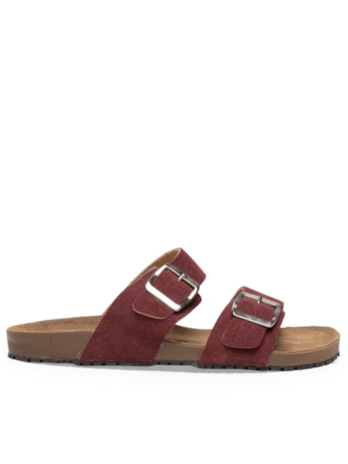 Sandália Unissex Básica Em Couro – Vinho