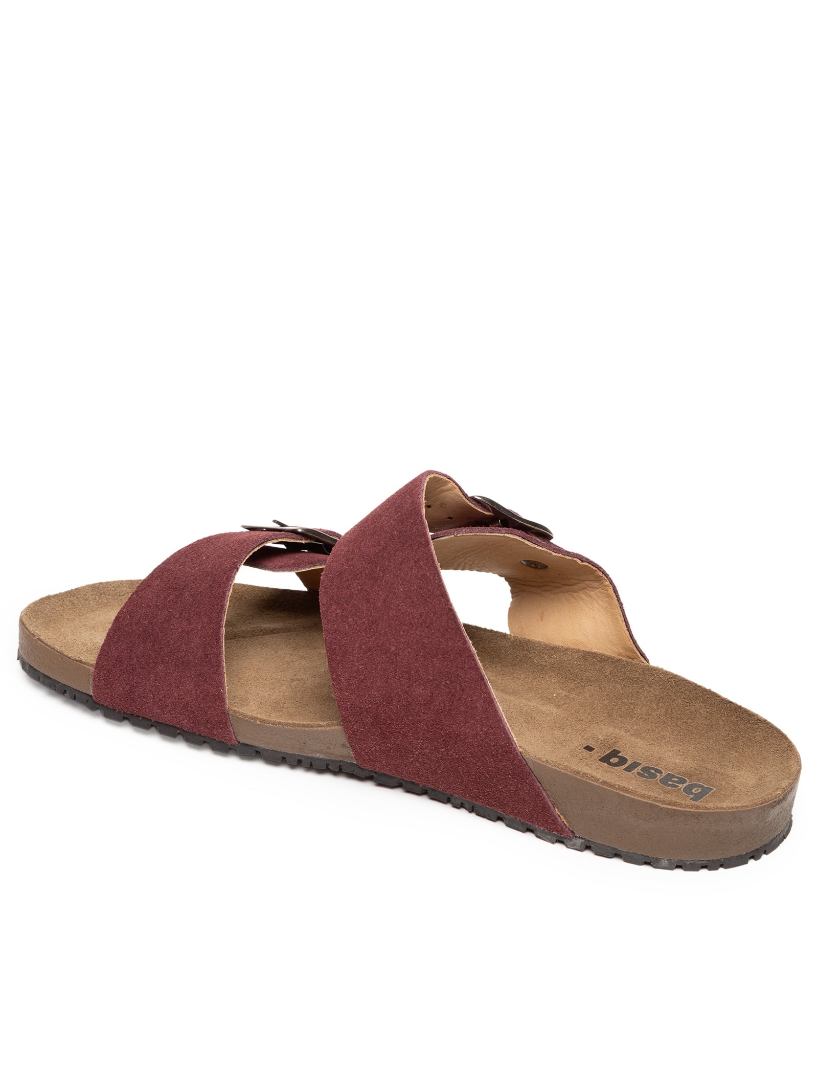 Sandália Unissex Básica Em Couro Vinho Basiq