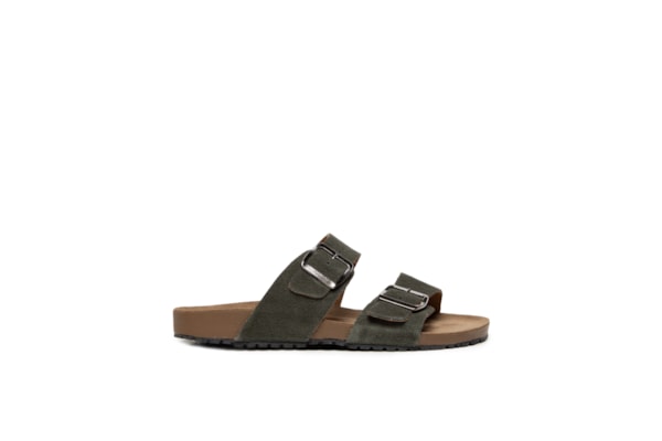 Sandália Unissex De Tiras Básica Em Camurça Básica - Verde