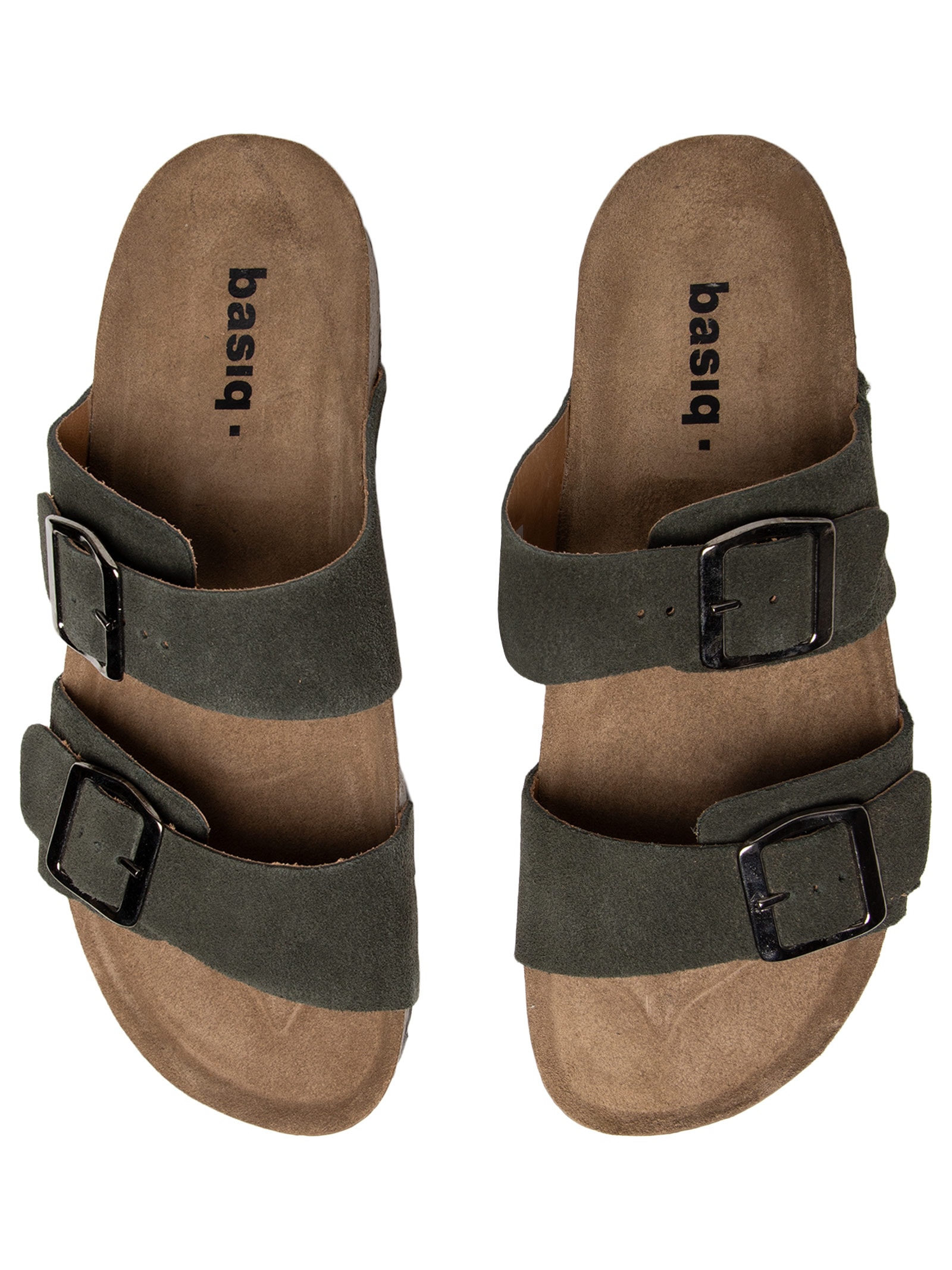 Sandália Unissex De Tiras Básica Em Camurça Básica Verde Basiq