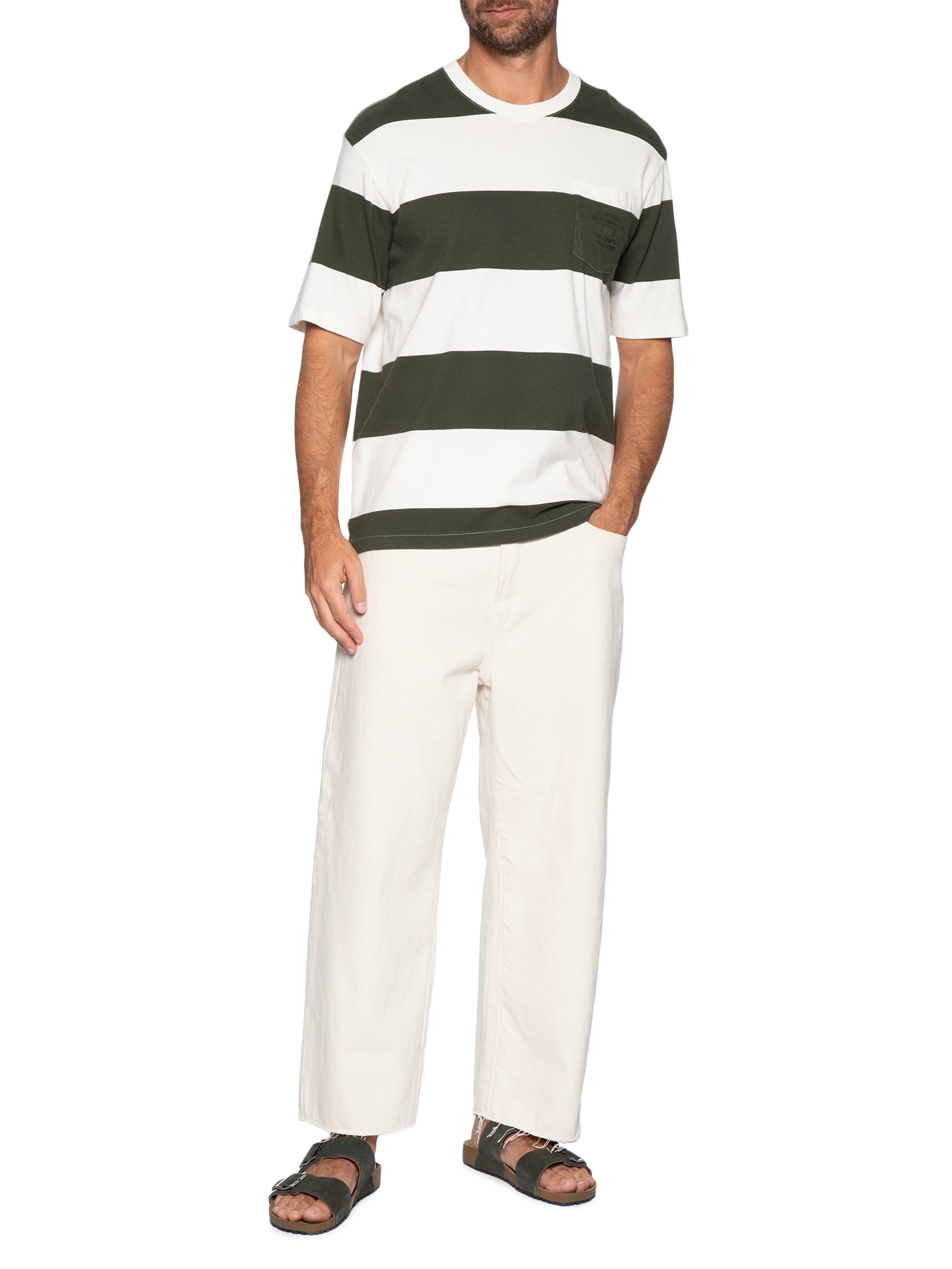 Sandália Unissex De Tiras Básica Em Camurça Básica Verde Basiq