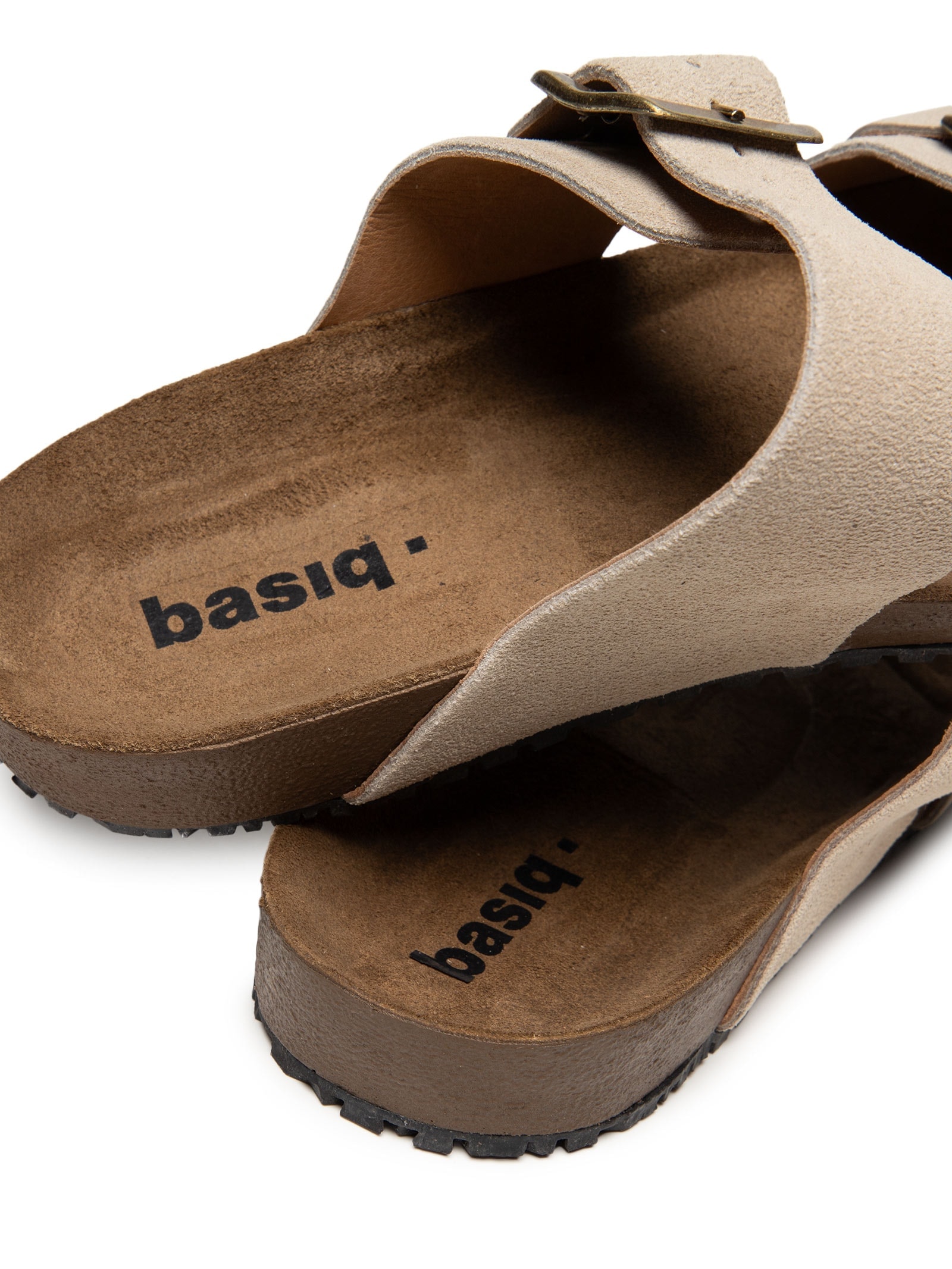 Sandália Unissex De Tiras Básica Em Camurça Bege Basiq