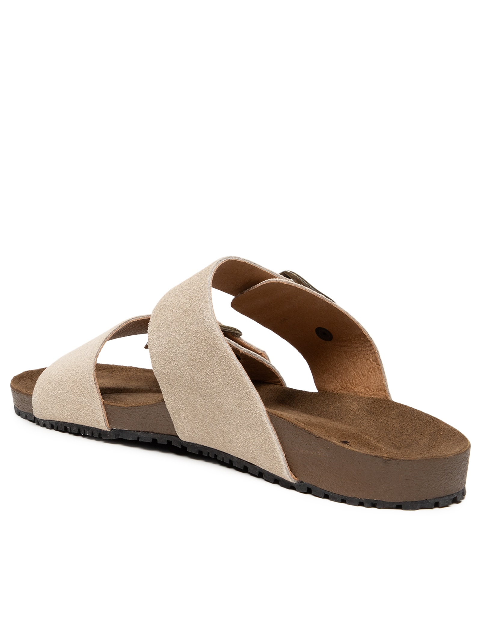 Sandália Unissex De Tiras Basica Em Camurça Bege Basiq