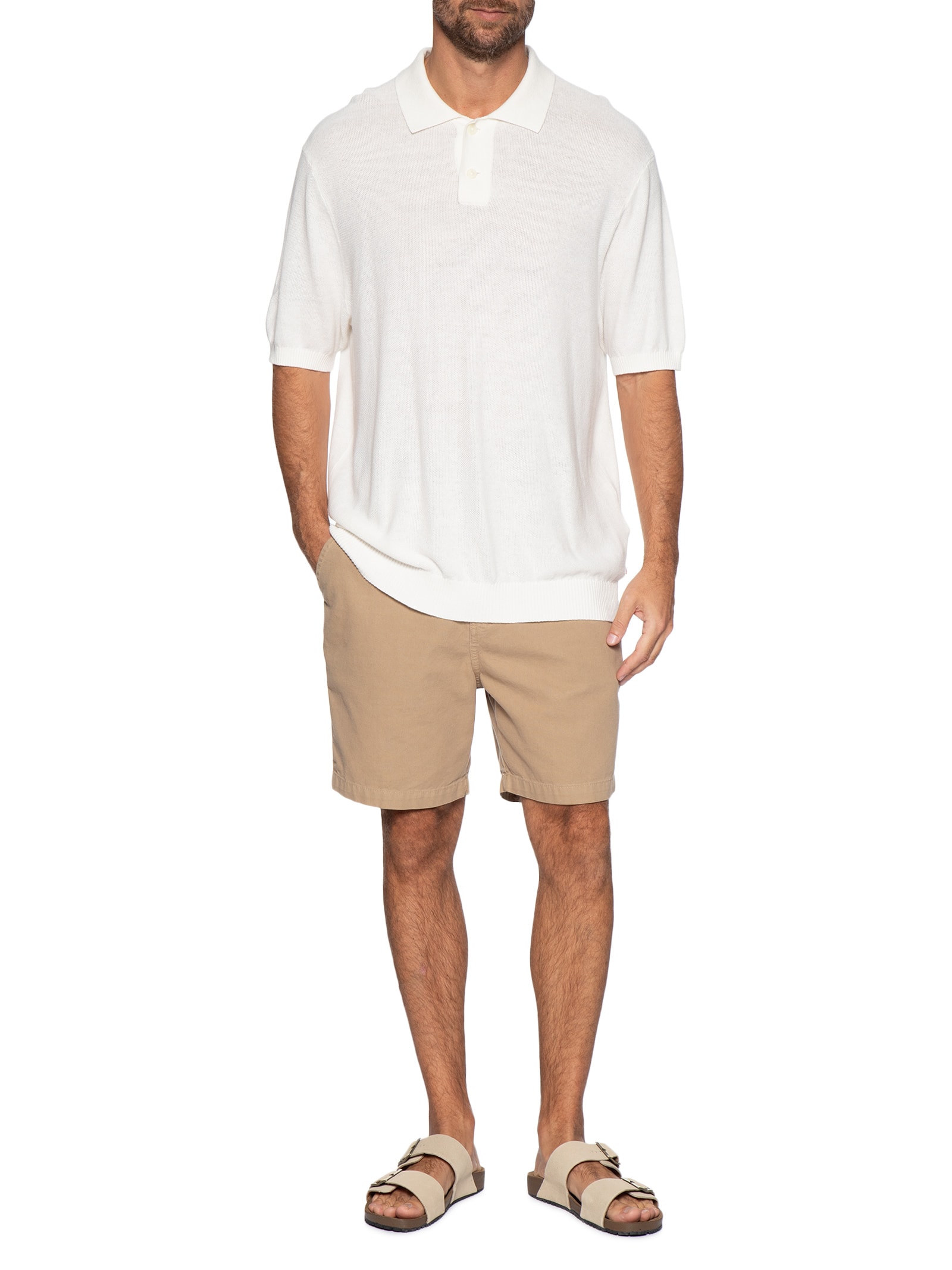 Sandália Unissex De Tiras Basica Em Camurça Bege Basiq