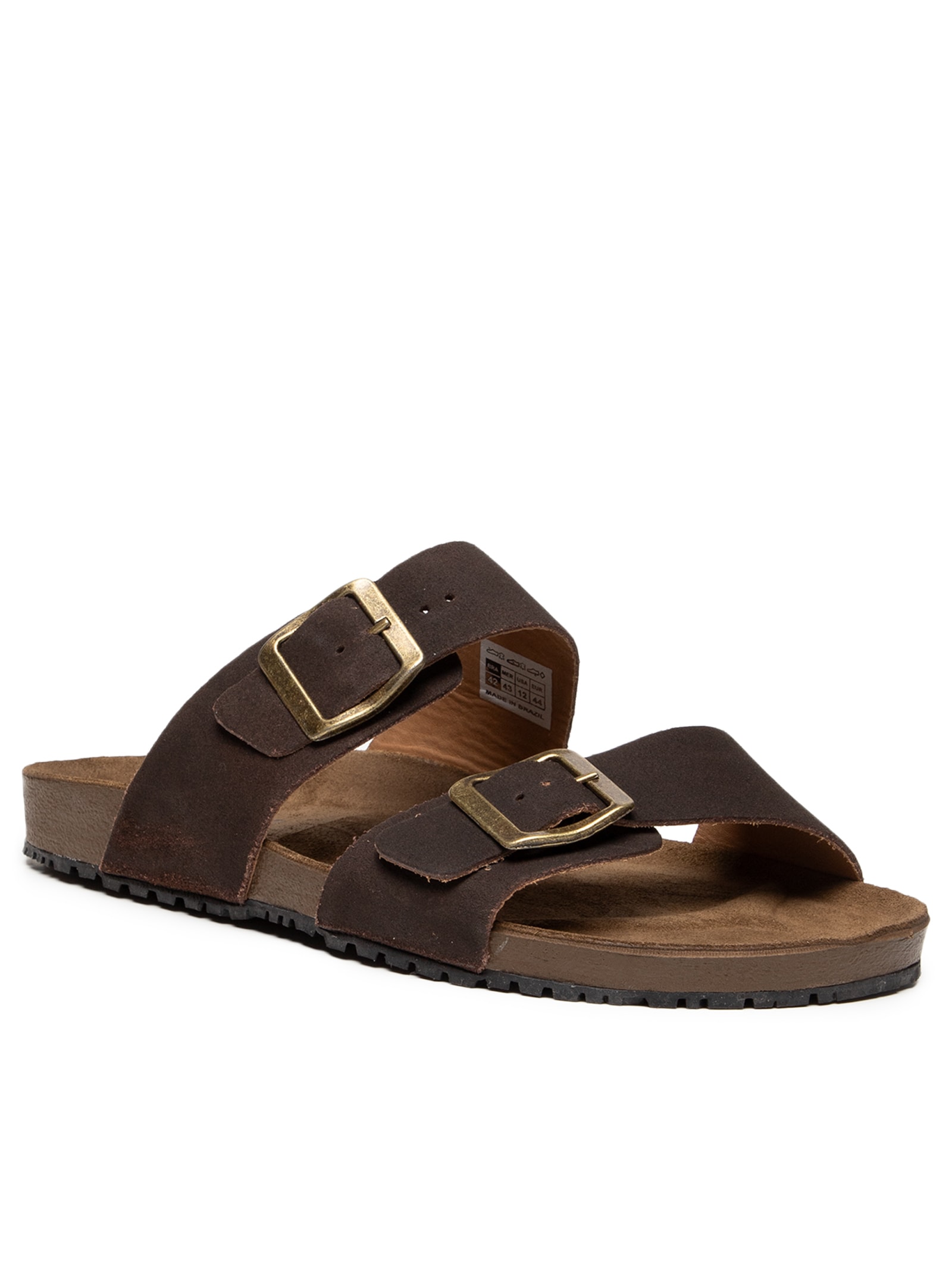 Sandália Unissex De Tiras Básica Em Camurça Rústica Marrom Basiq