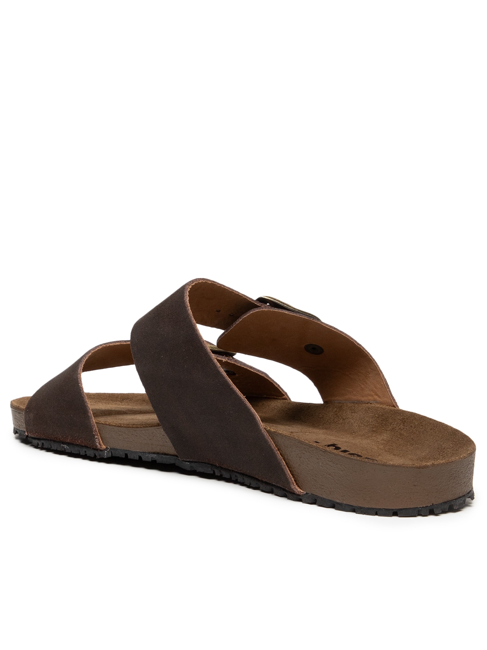 Sandália Unissex De Tiras Básica Em Camurça Rústica Marrom Basiq