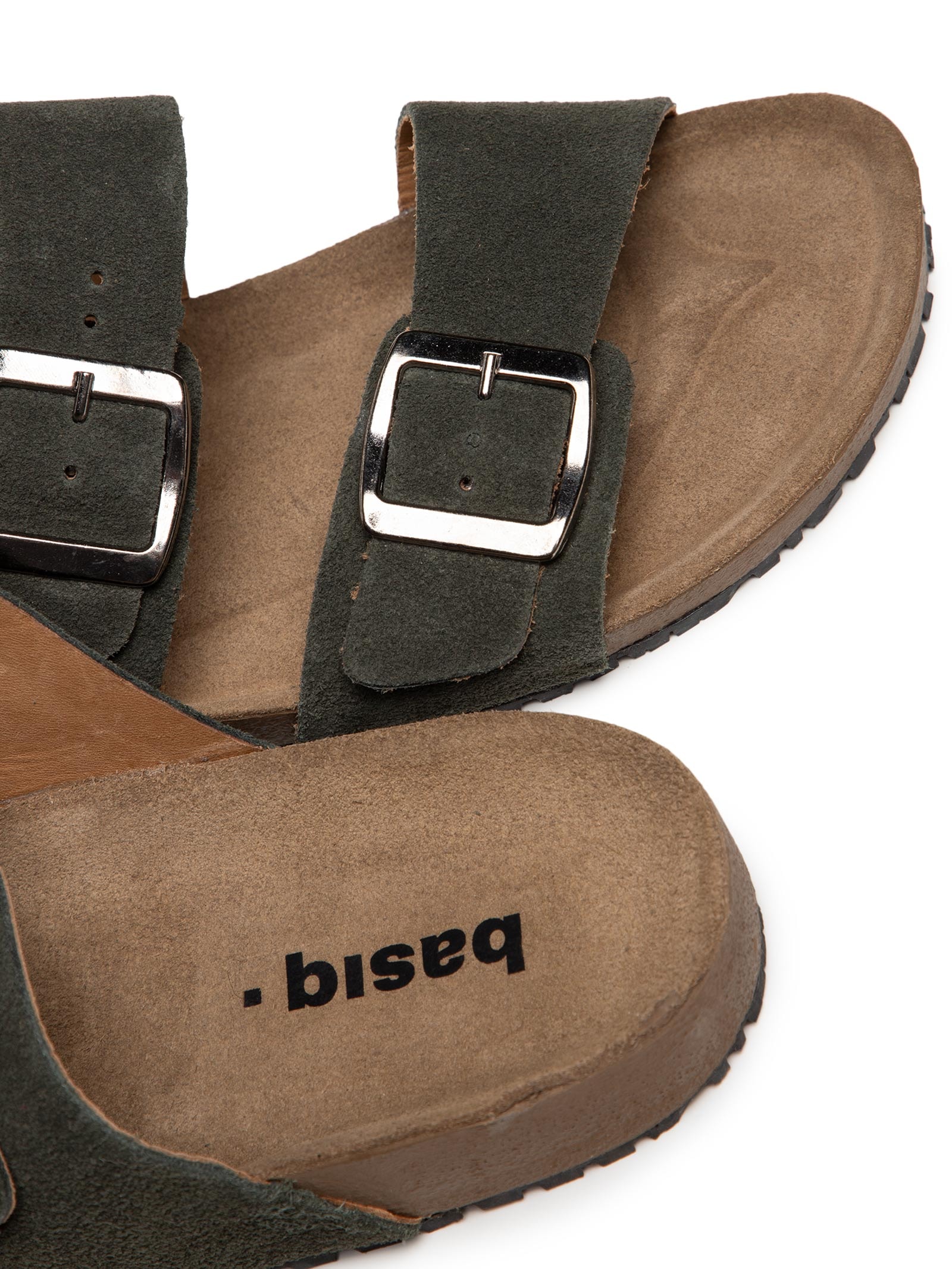 Sandália Unissex De Tiras Basica Em Camurça Verde Basiq