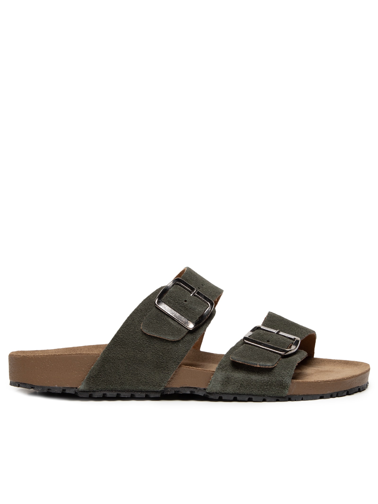 Sandália Unissex De Tiras Basica Em Camurça Verde Basiq