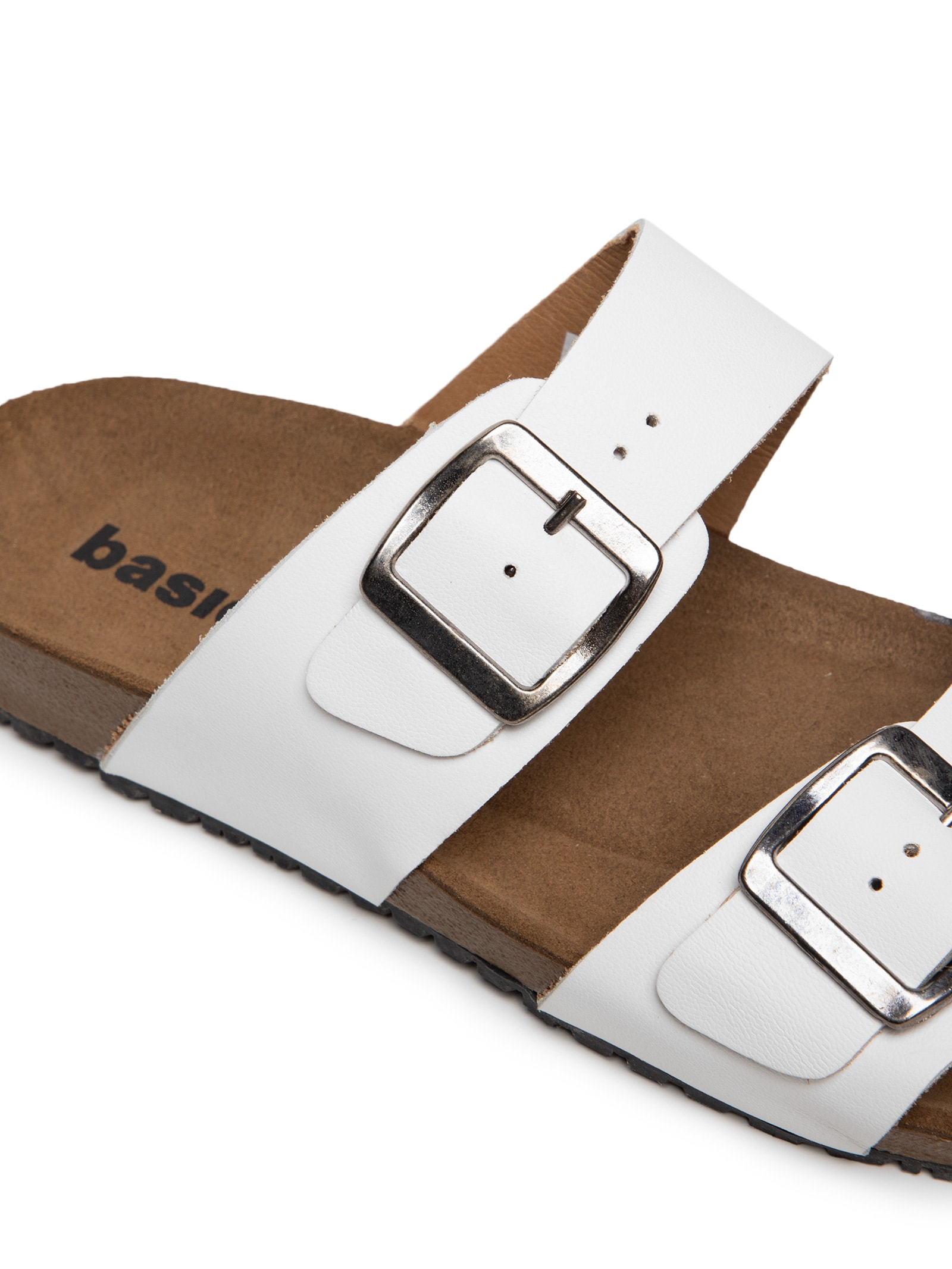 Sandália Unissex De Tiras Basica Em Couro Branco Basiq