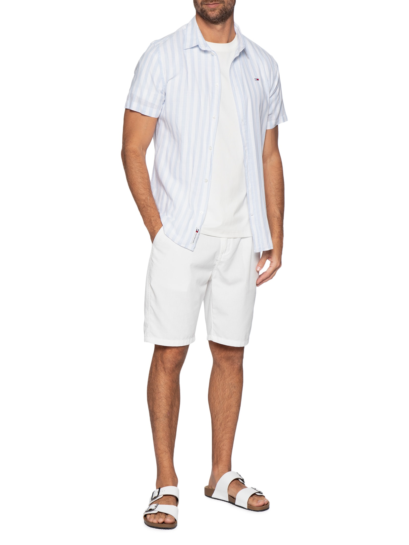 Sandália Unissex De Tiras Basica Em Couro Branco Basiq