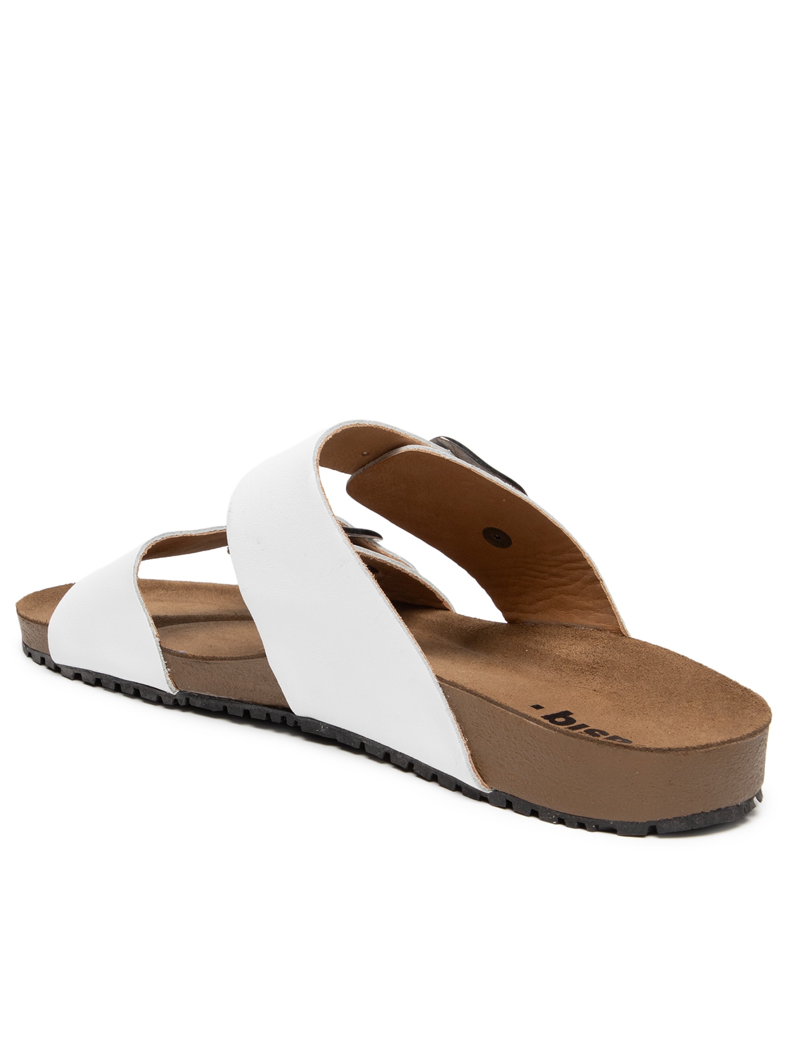 Sandália Unissex De Tiras Básica Em Couro Branco Basiq