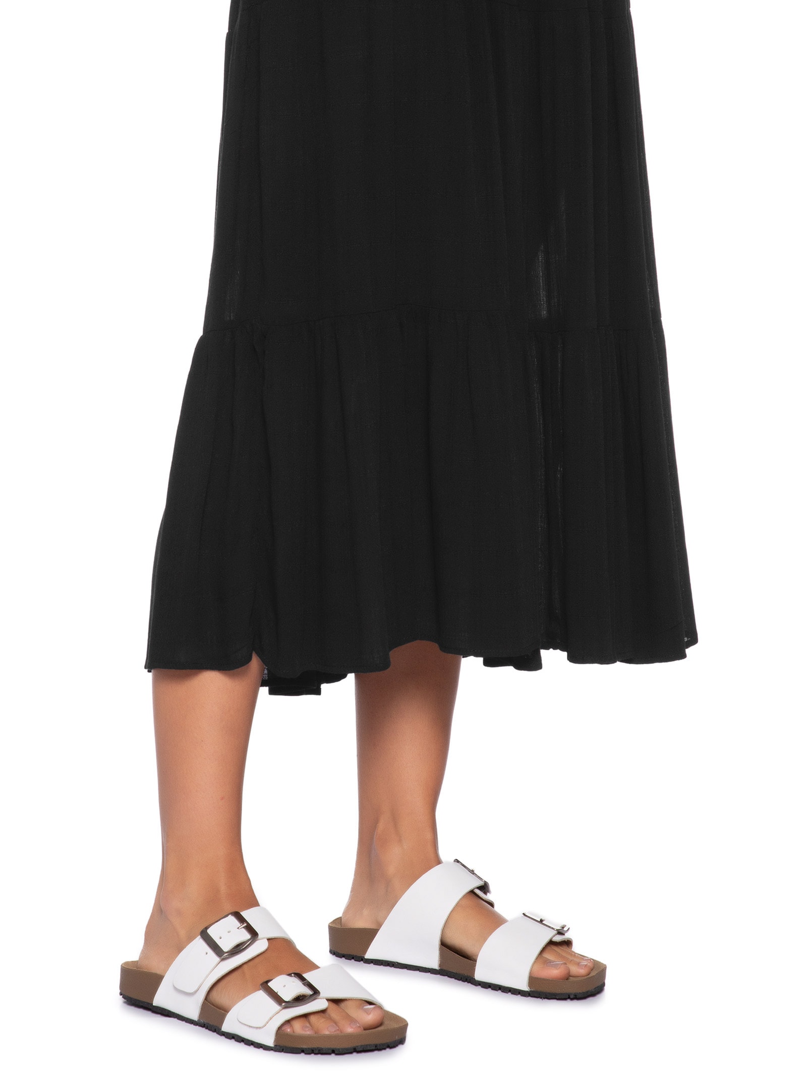 Sandália Unissex De Tiras Básica Em Couro Branco Basiq