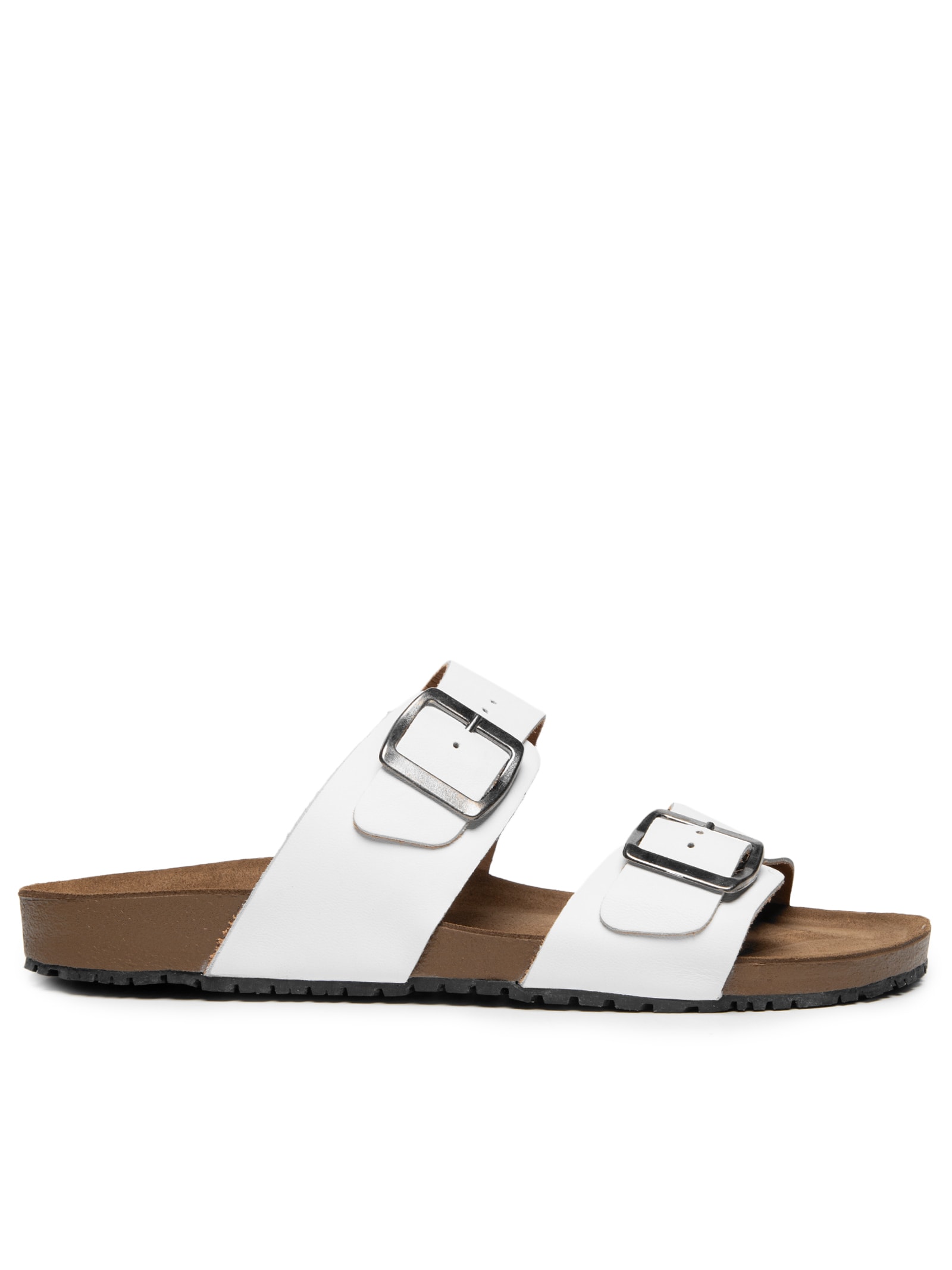 Sandália Unissex De Tiras Básica Em Couro Branco Basiq