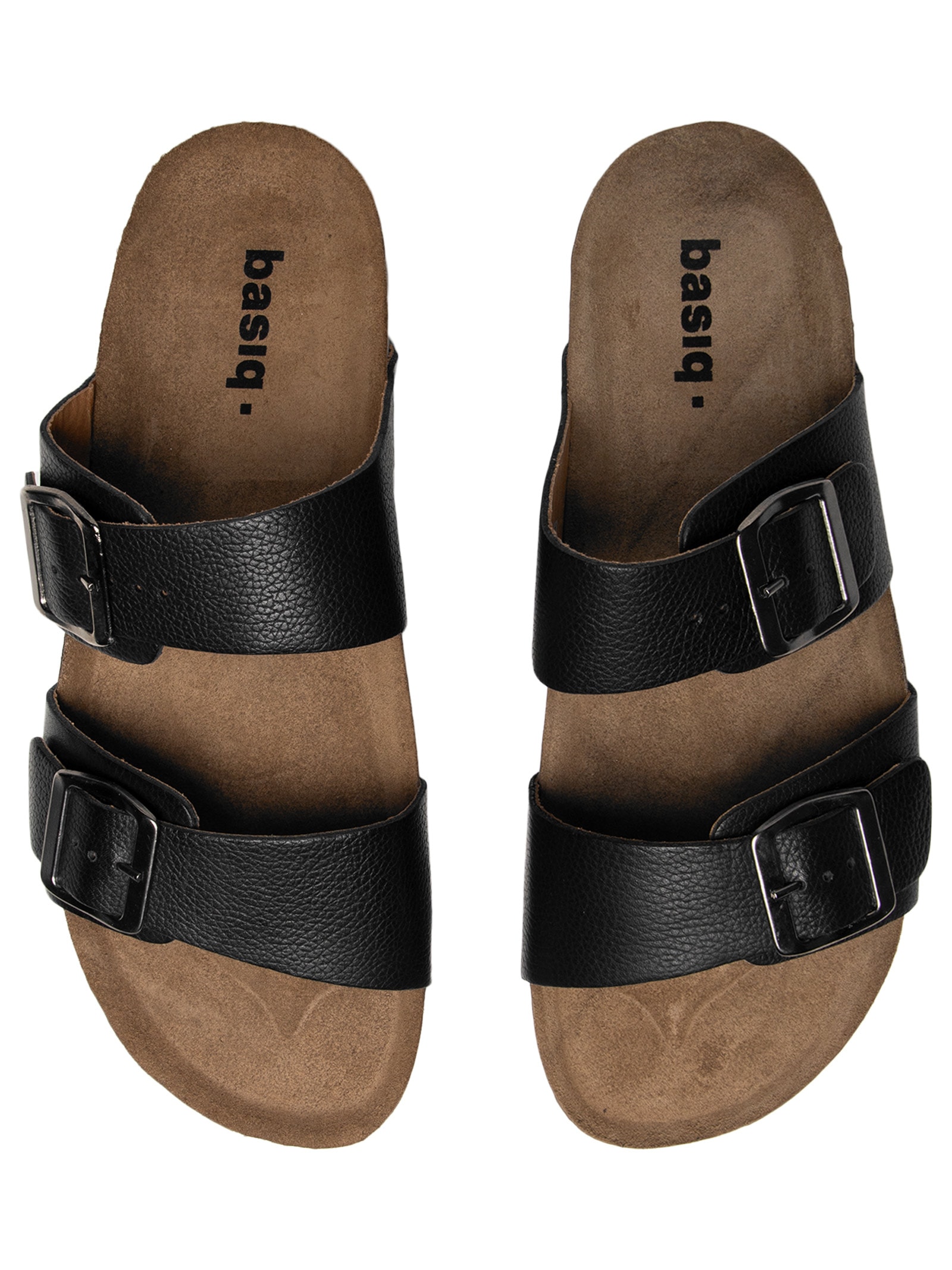 Sandália Unissex De Tiras Basica Em Couro Preto Basiq