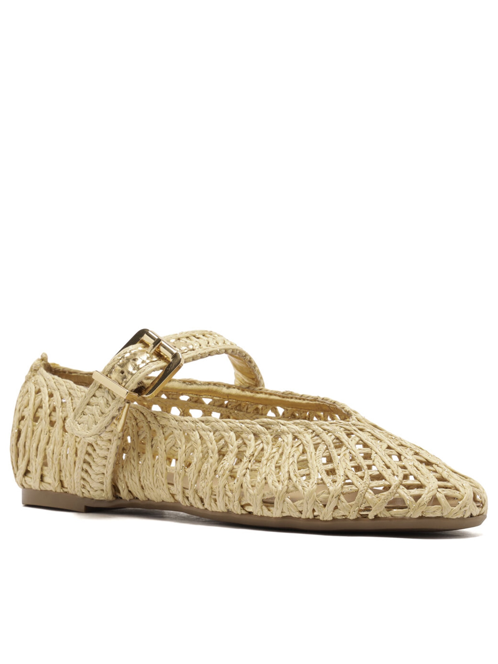 Sapatilha Bordada Vazada Fivela Bege Arezzo