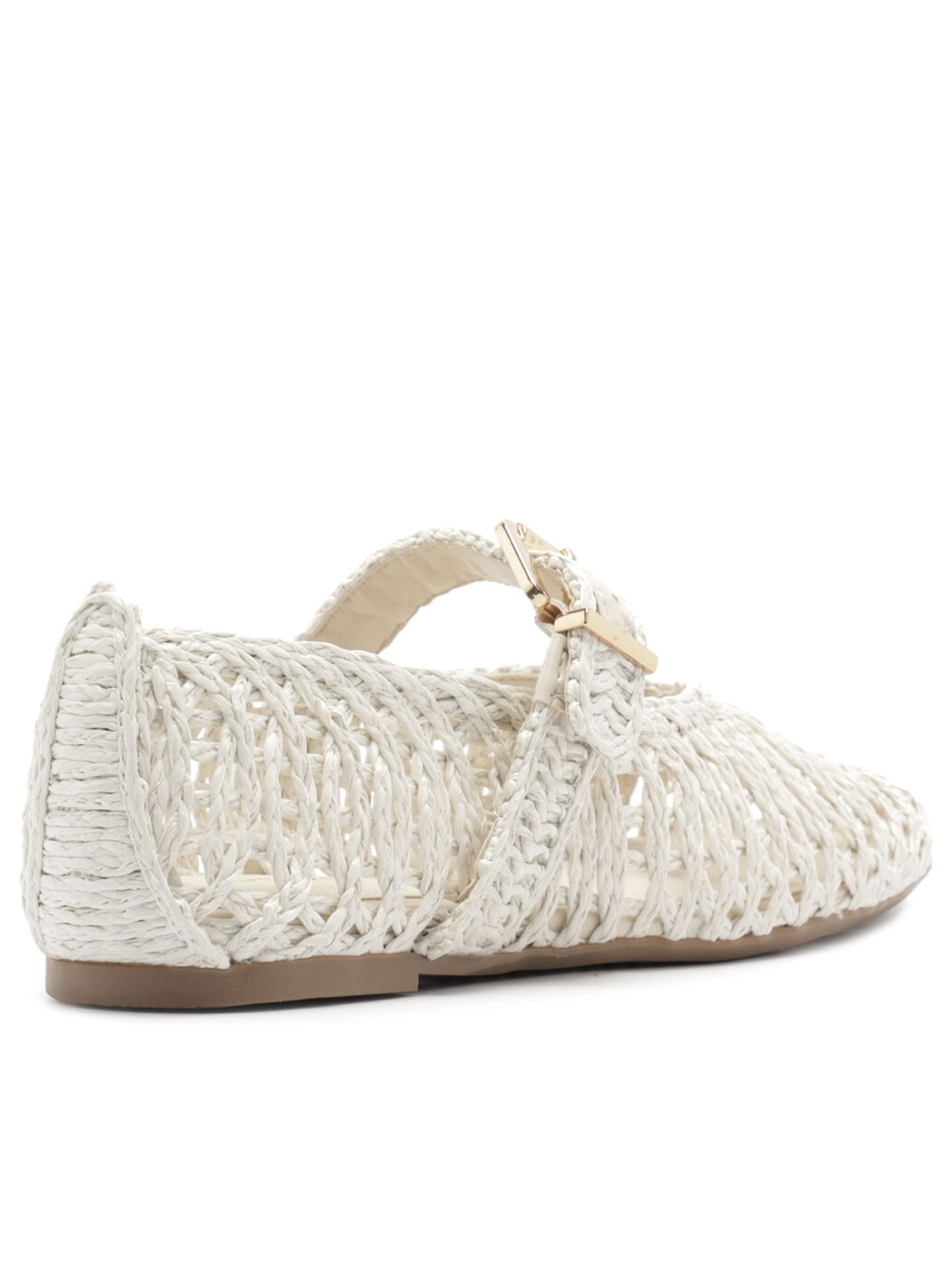 Sapatilha Bordada Vazada Fivela Branco Arezzo