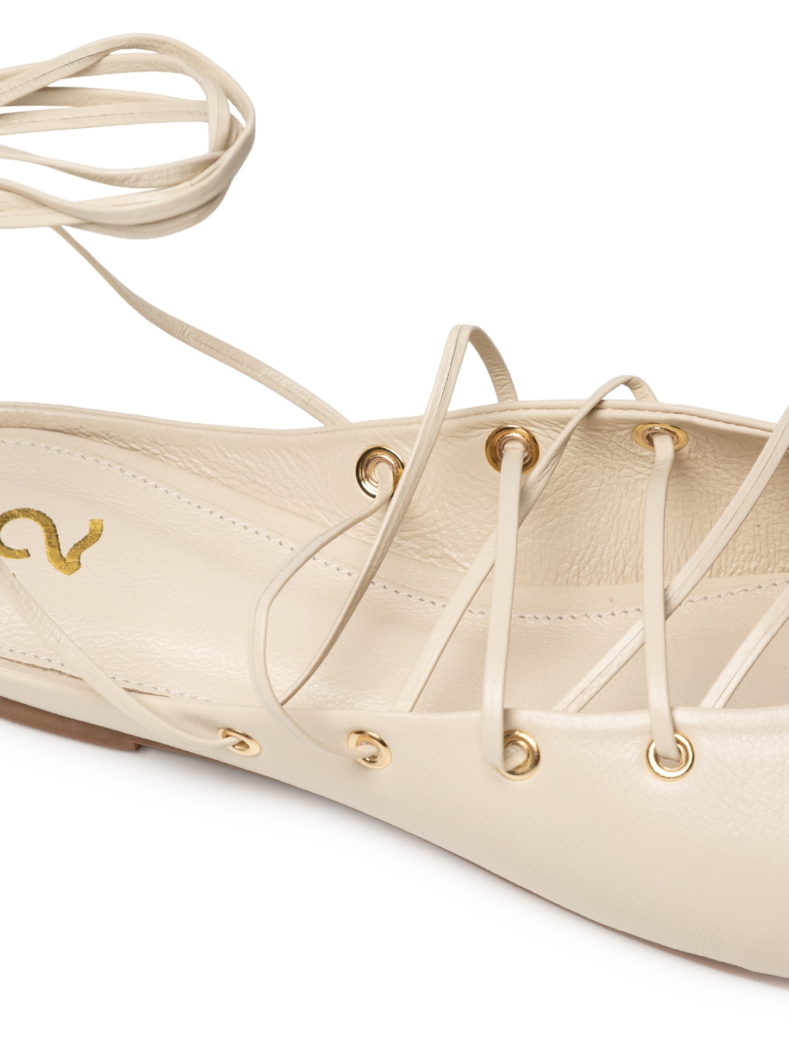 Sapatilha Com Amarração Em Couro Off White '2Essential