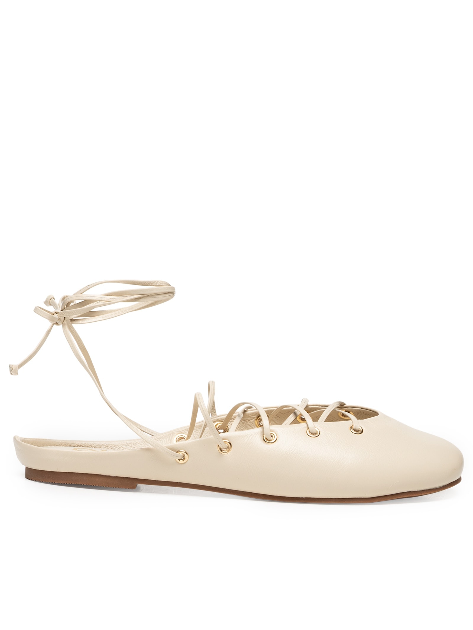 Sapatilha Com Amarração Em Couro Off White '2Essential