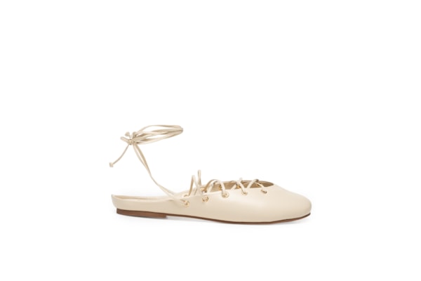 Sapatilha Com Amarração Em Couro - Off White